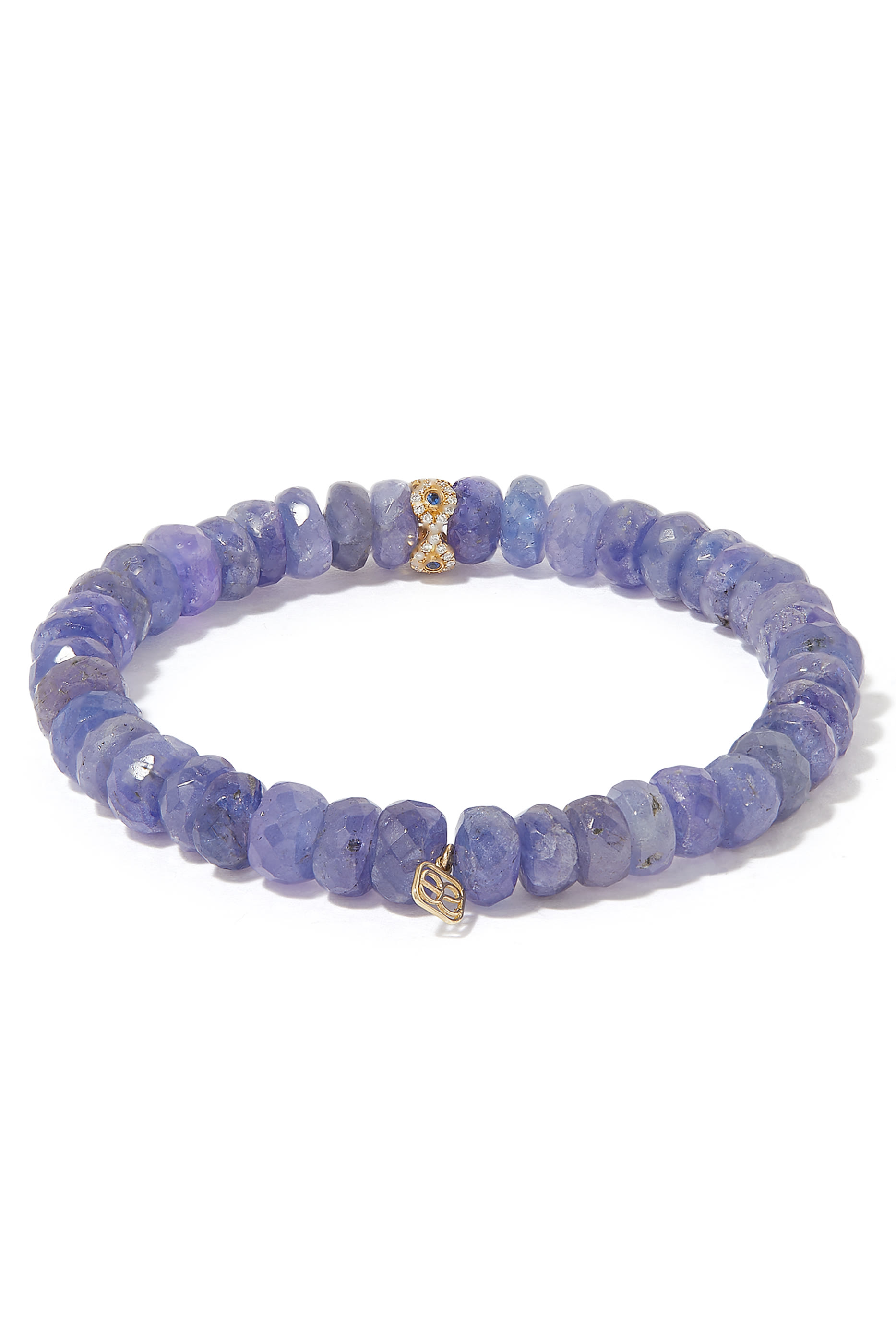Evil Eye Eternity Bracelet, 14k Yellow Gold with Blue Tanzanite & Diamond