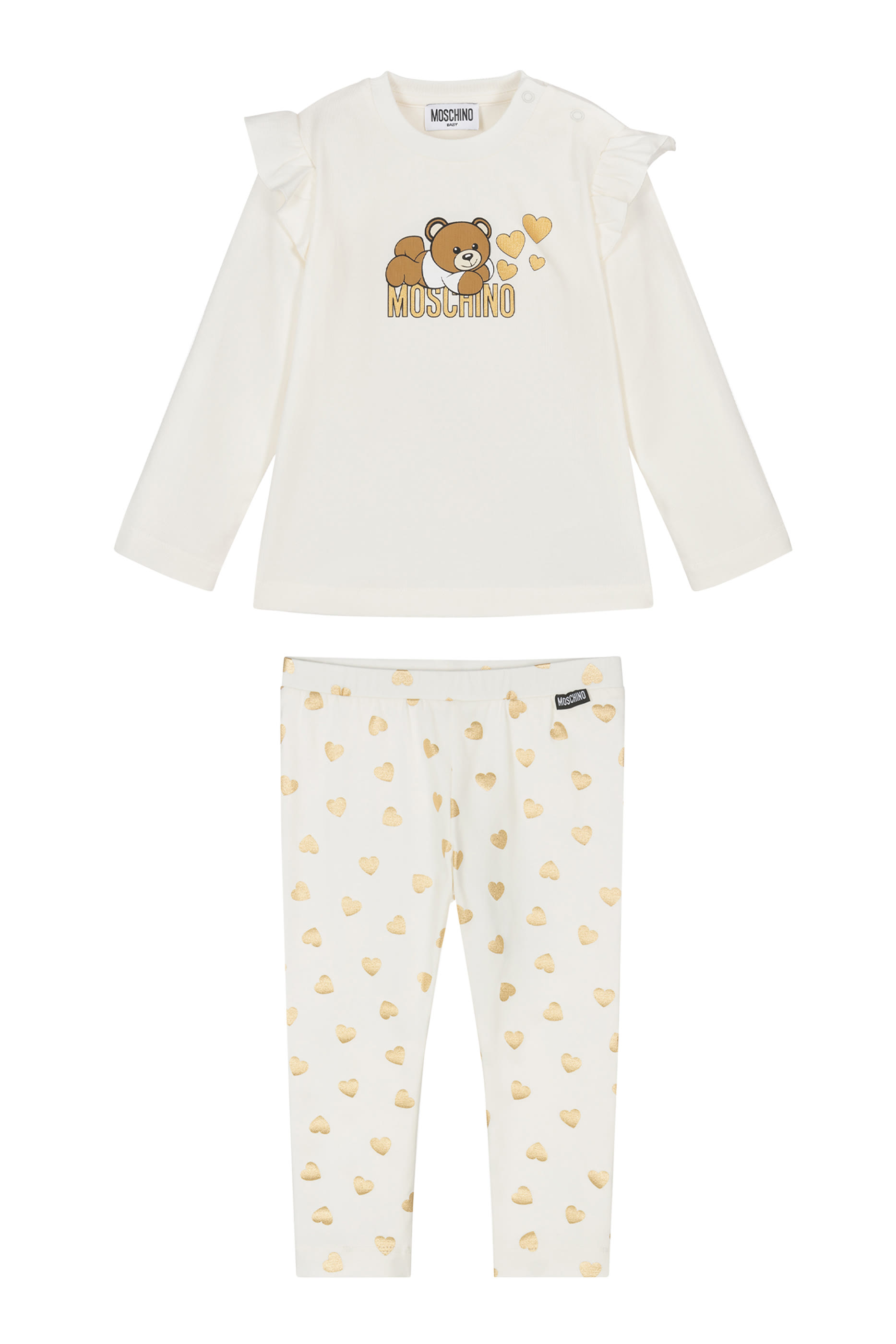 Kids Teddy Bear-Motif T-Shirt and Leggings Set