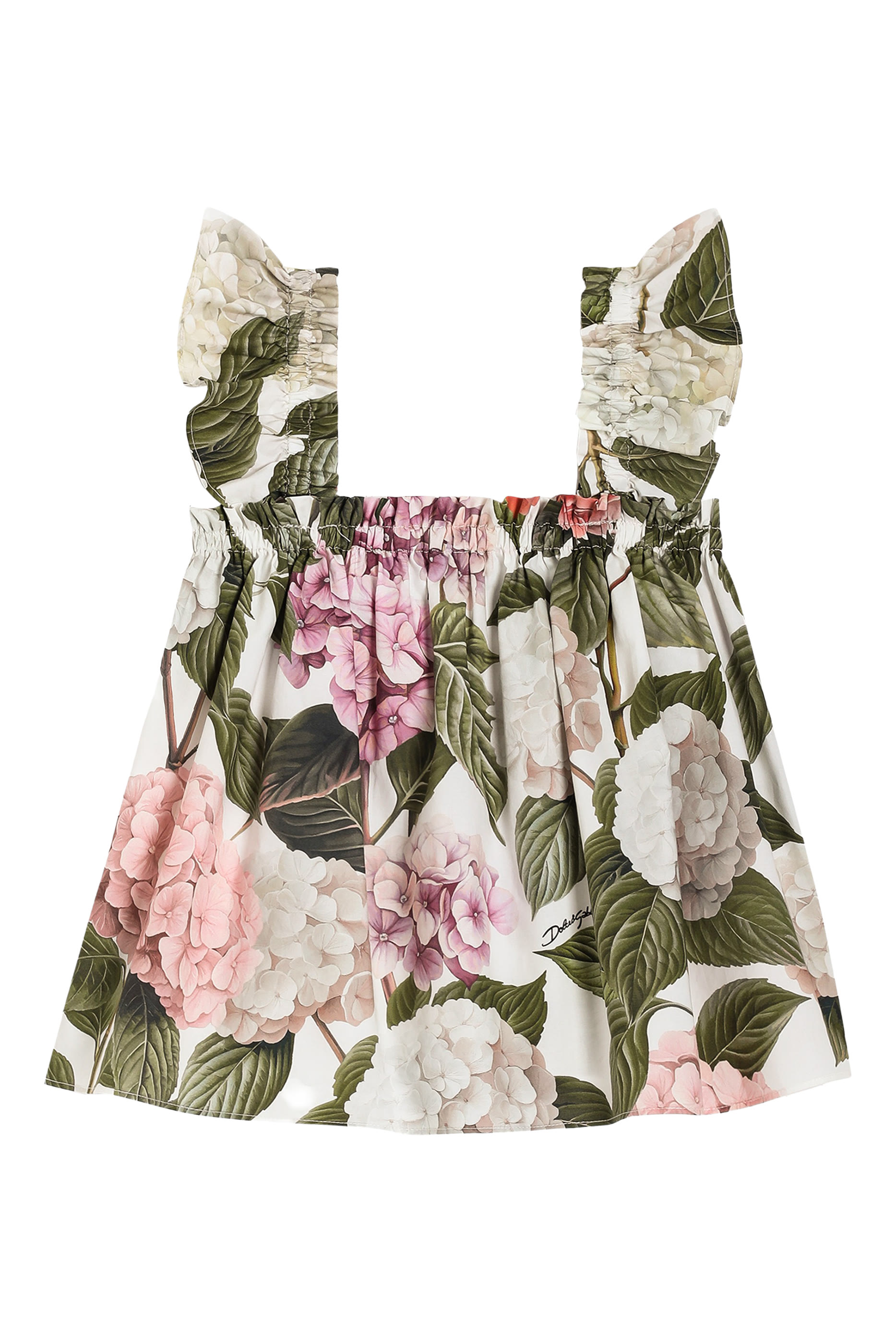 Kids Hydrangea-Print Poplin Top