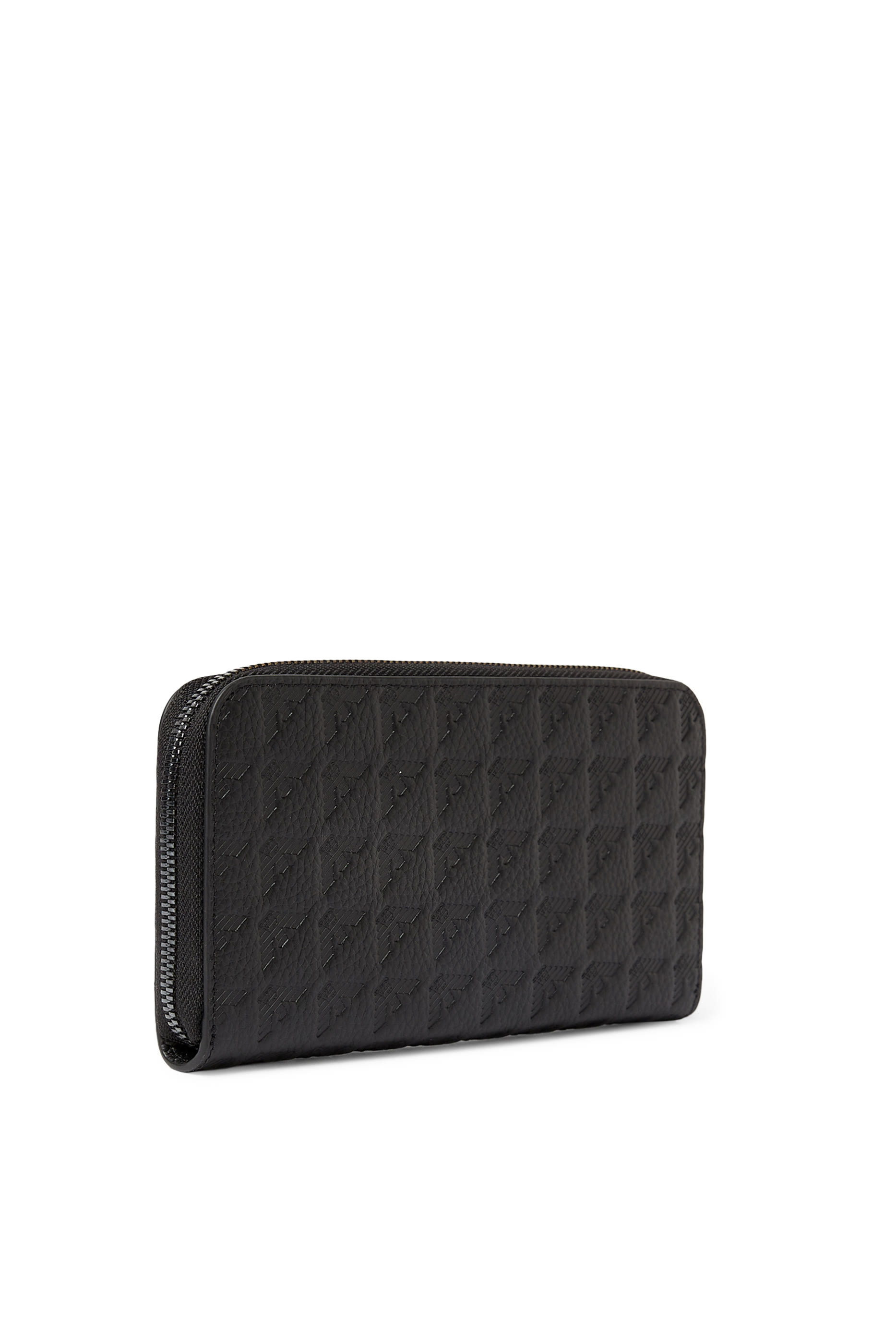 All-Over Embossed Eagle Zip-Around Leather Wallet