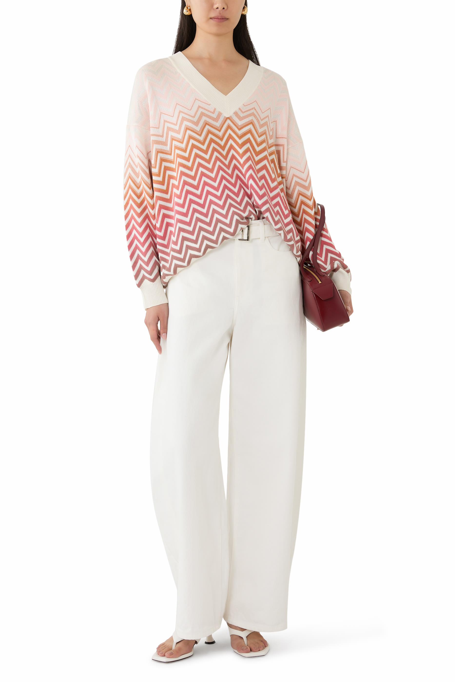 Oversized D&eacute;grad&eacute; Chevron Sweater