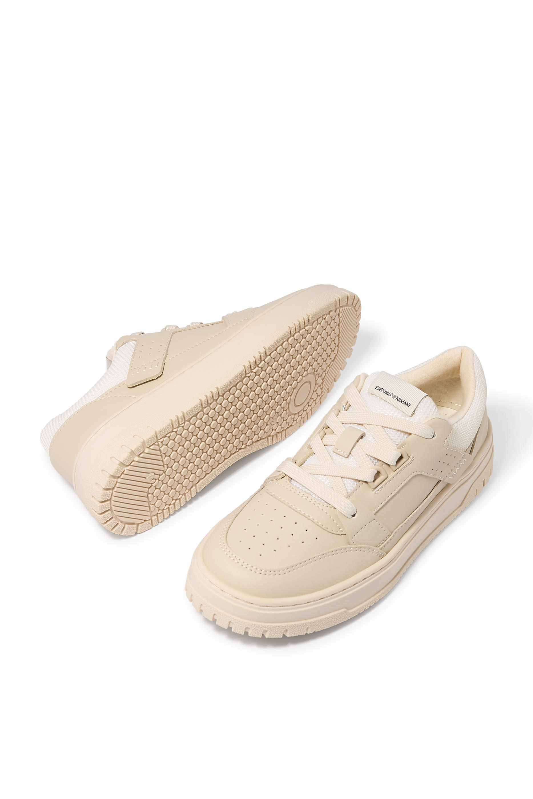 Kids Leather Sneakers with Mesh Details
