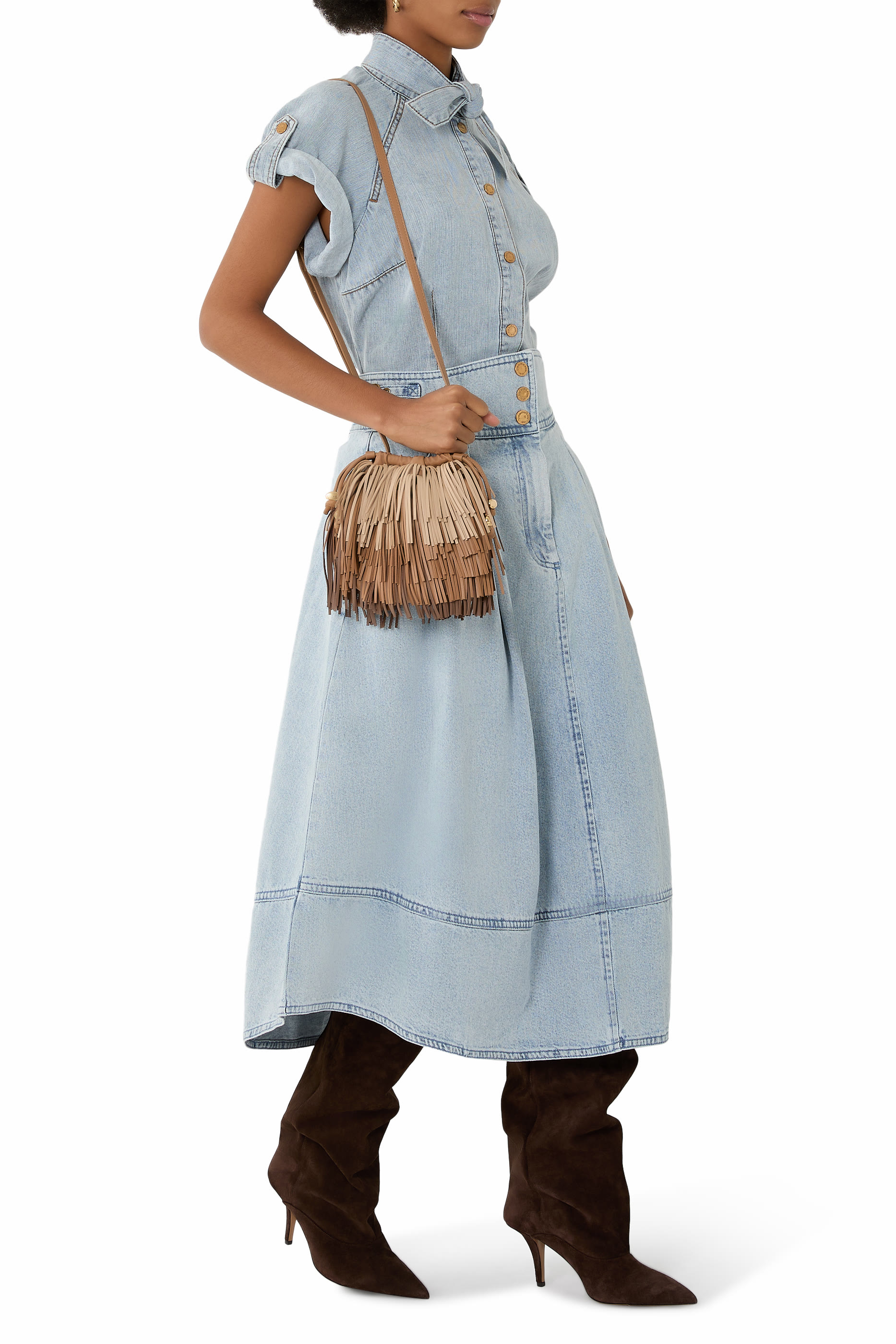 Denim Tie Neck Shirt