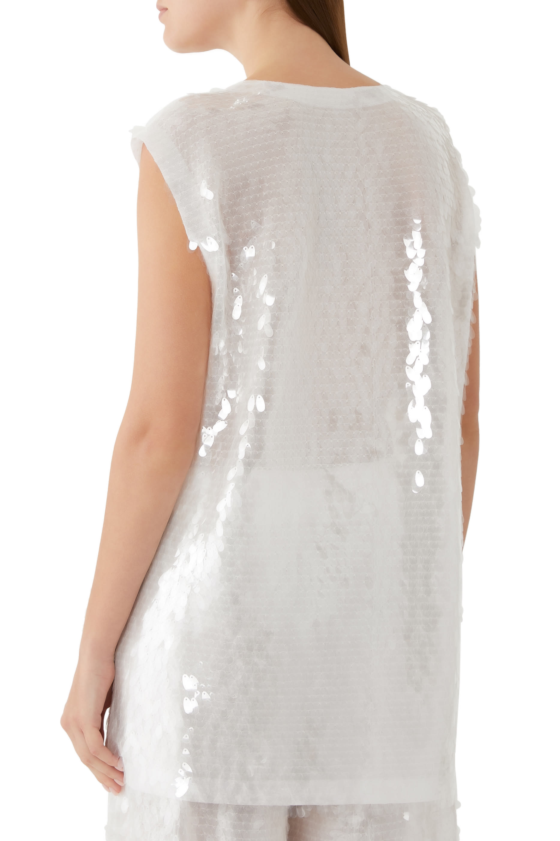 Sleeveless Sequin Crewneck Top