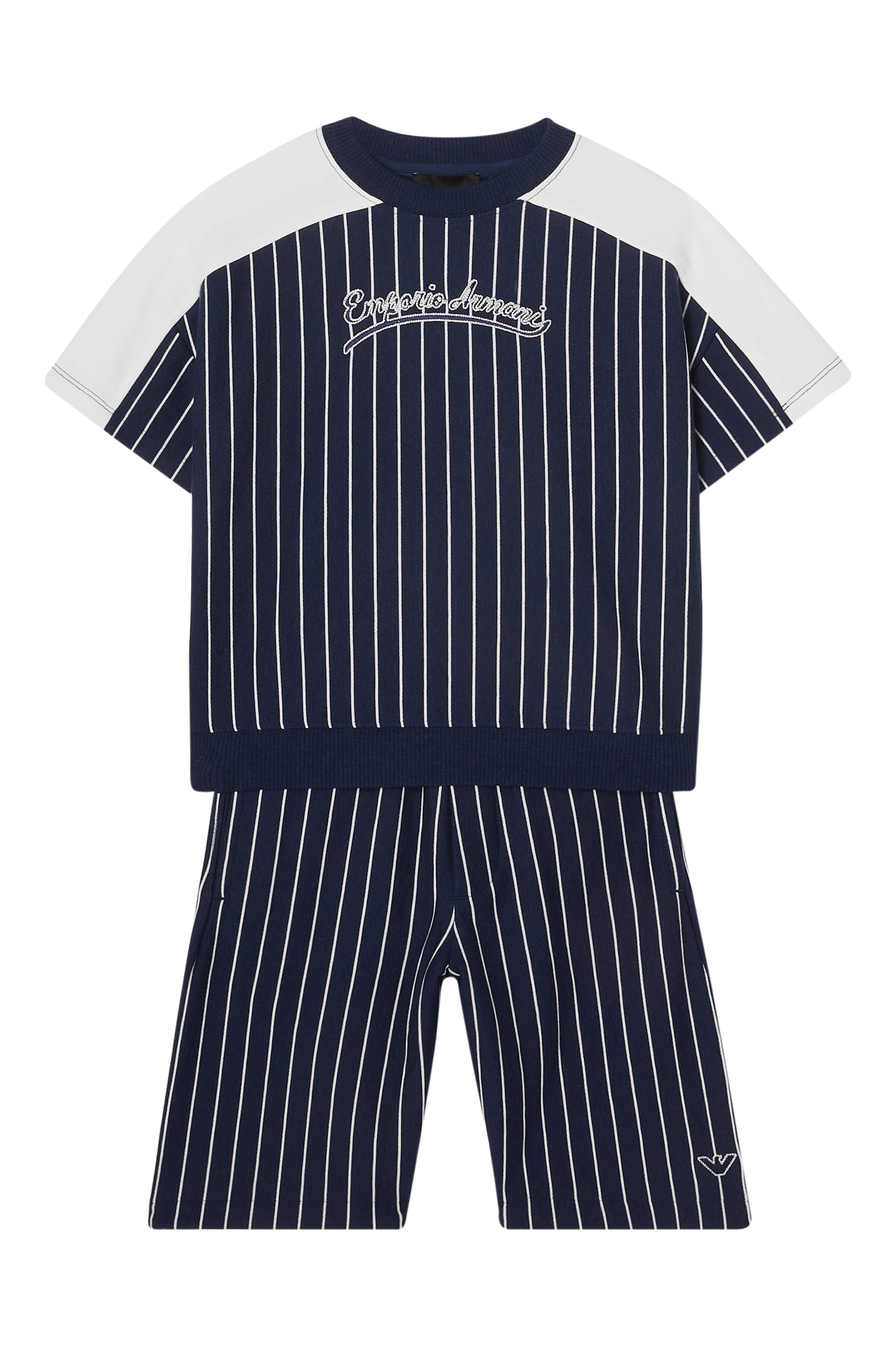 Kids Logo Striped T-Shirt and Shorts Set