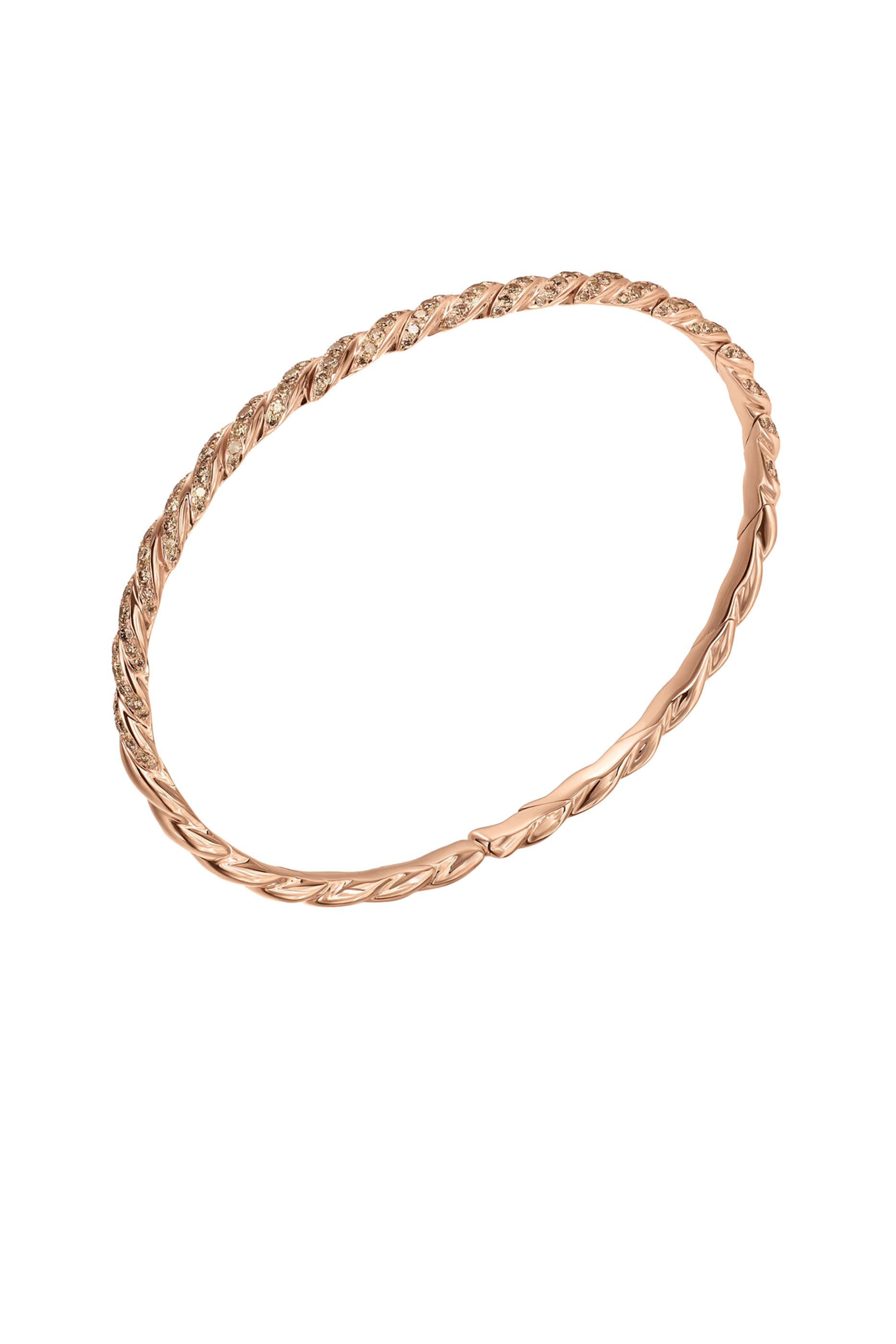 Sculpted Cable Flex Bracelet, 18K Rose Gold & Diamonds