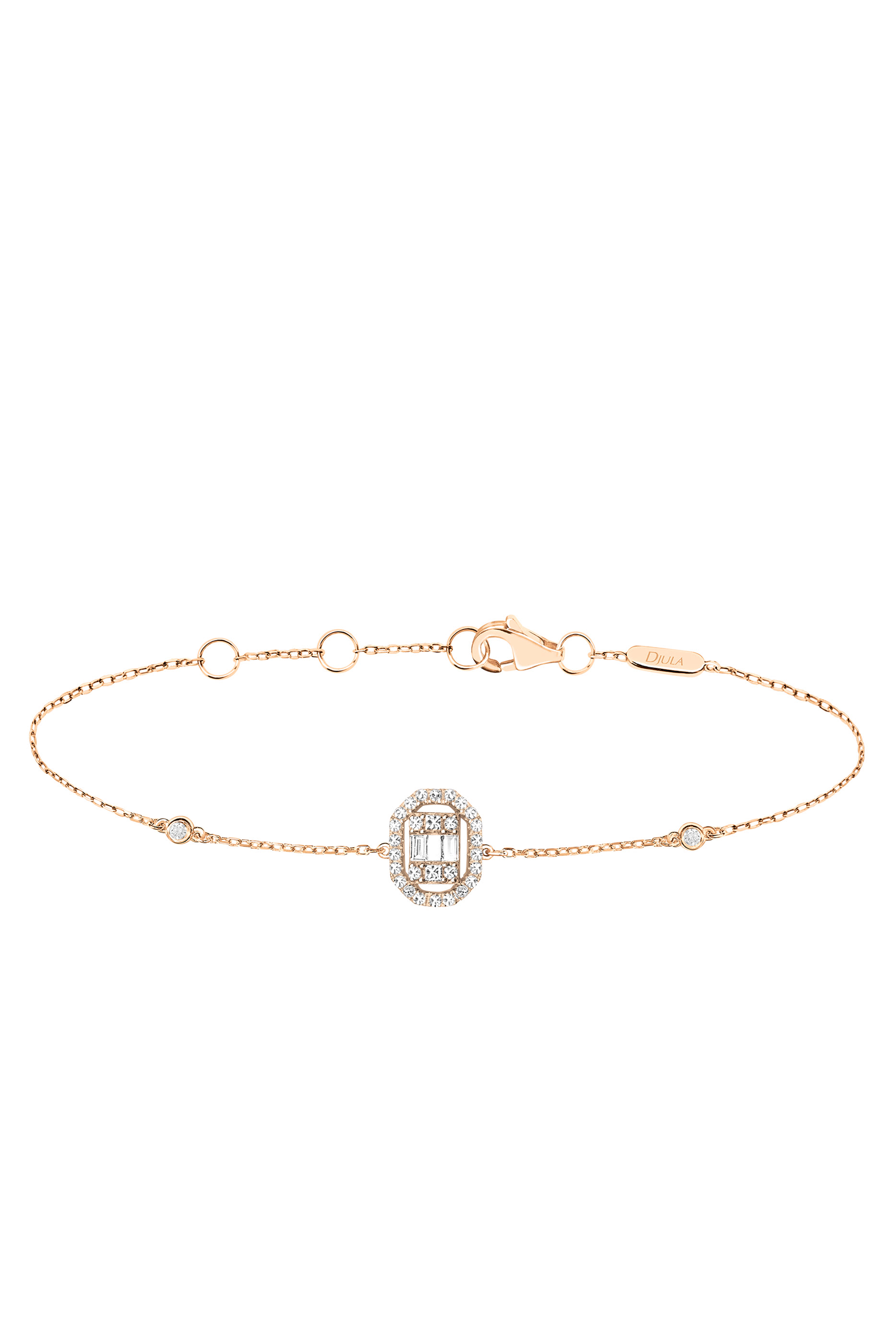 Square Union Bracelet, 18K Rose Gold & Diamonds