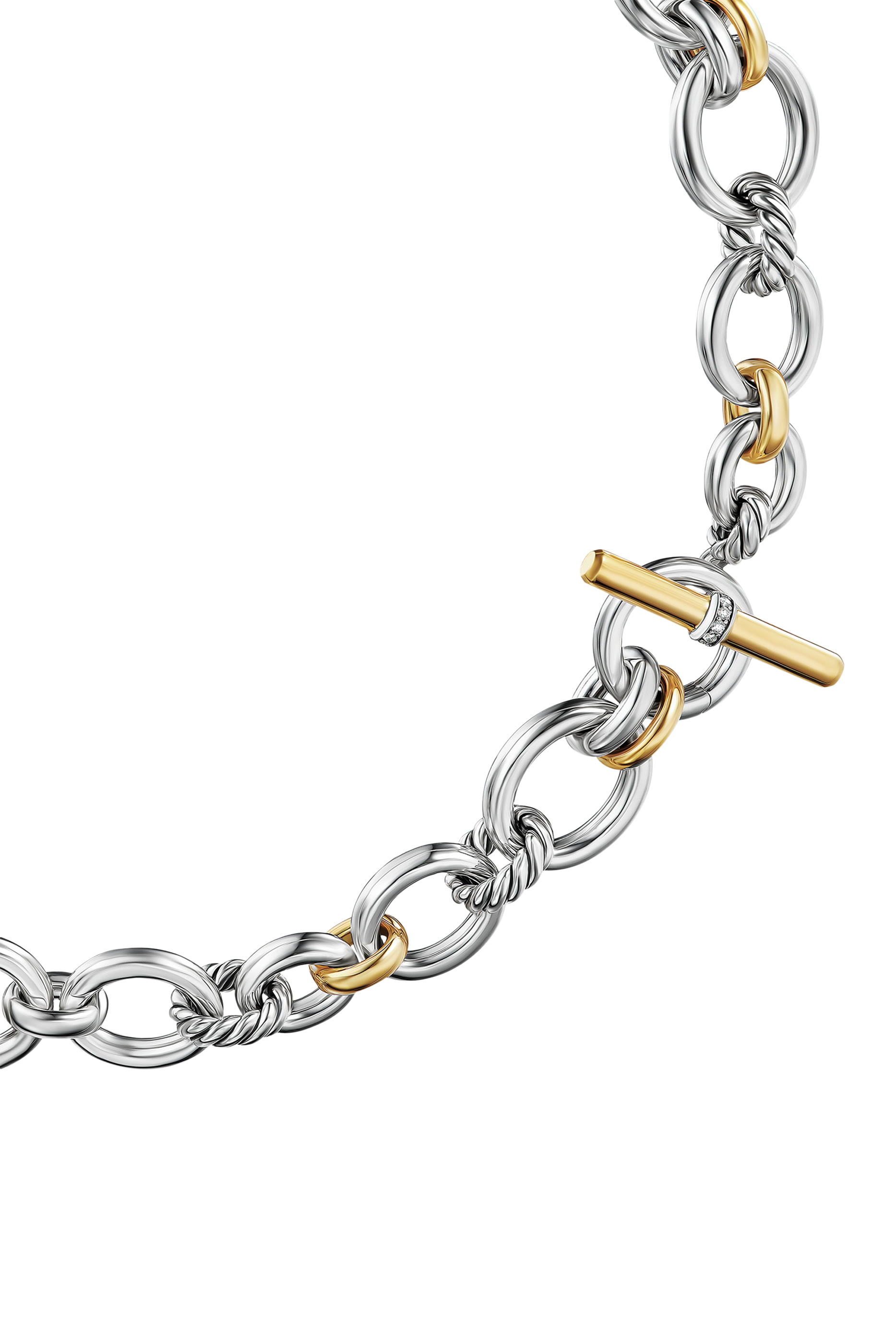 DY Mercer&reg; Chain Necklace, Sterling Silver with 18K Yellow Gold & Diamonds