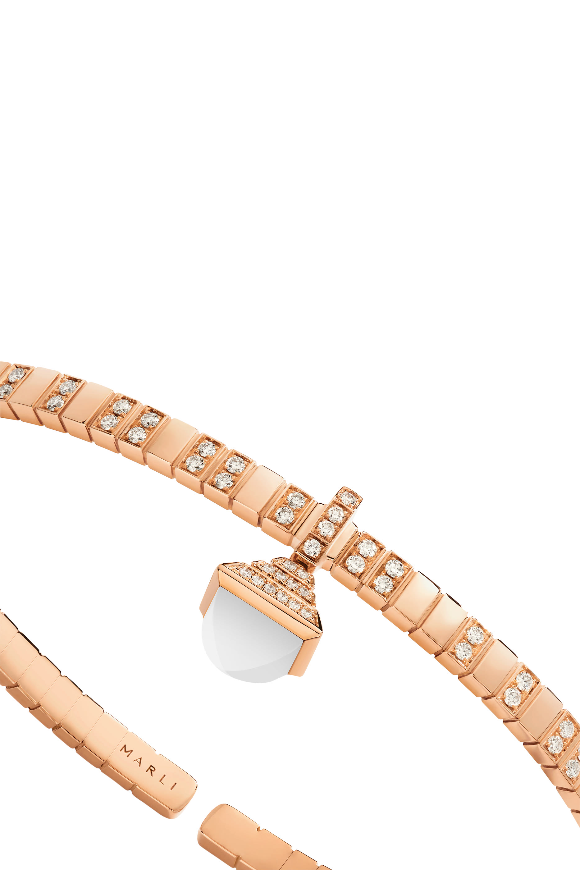 Cleo Charm Bracelet, 18k Rose Gold, White Agate & Diamonds