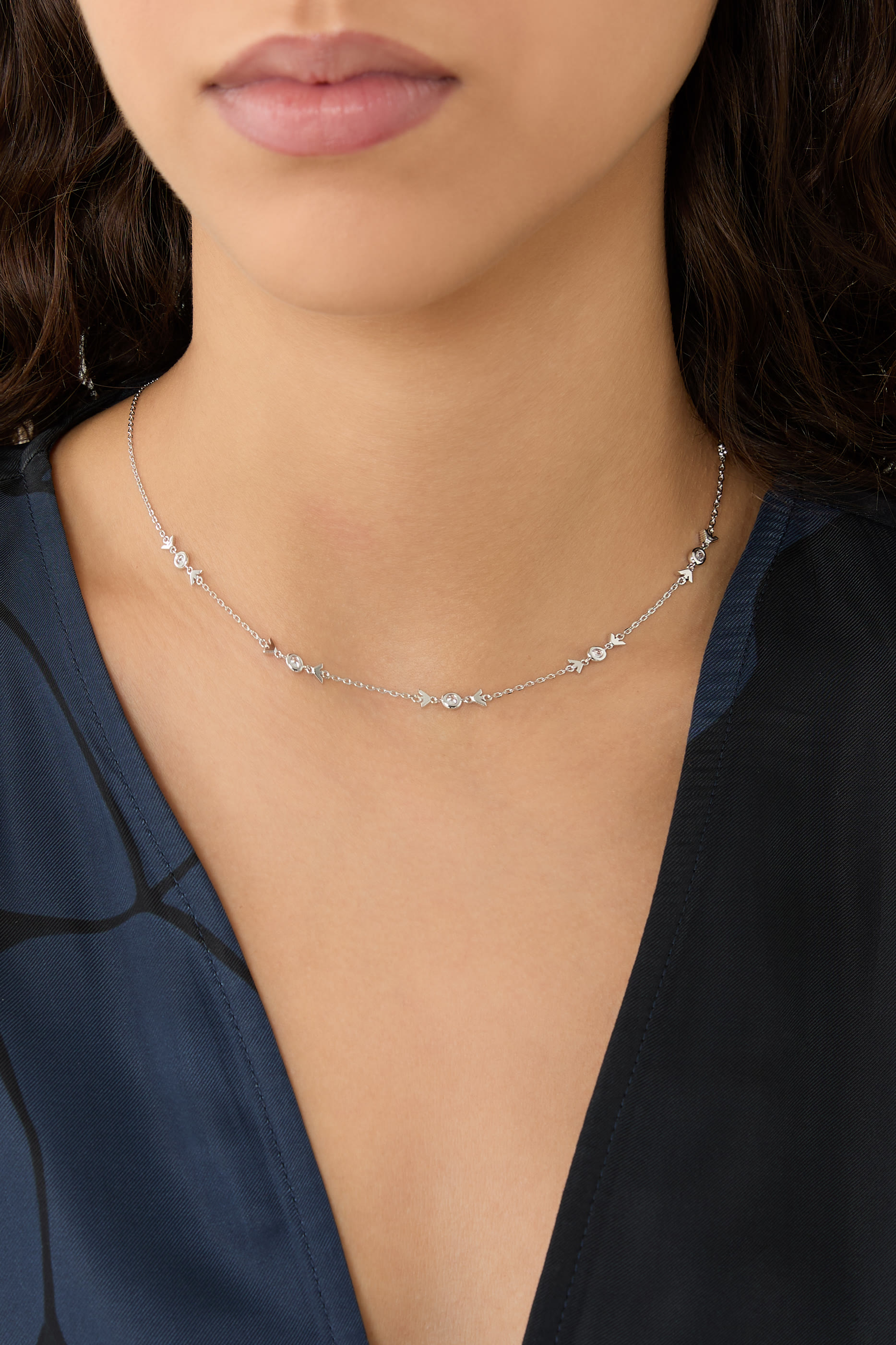 Station Necklace, Sterling Silver