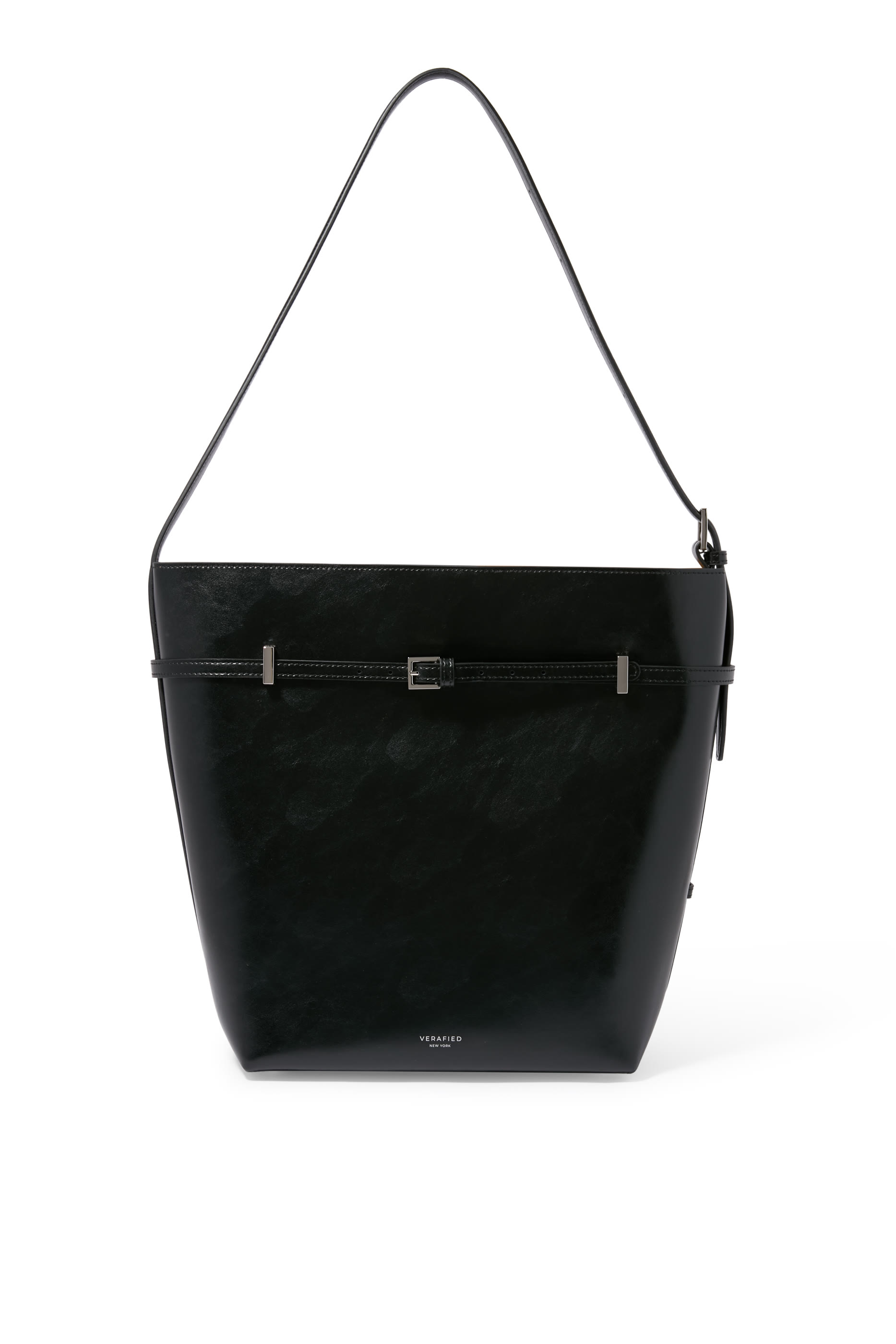 Belted Leather Tote Bag 