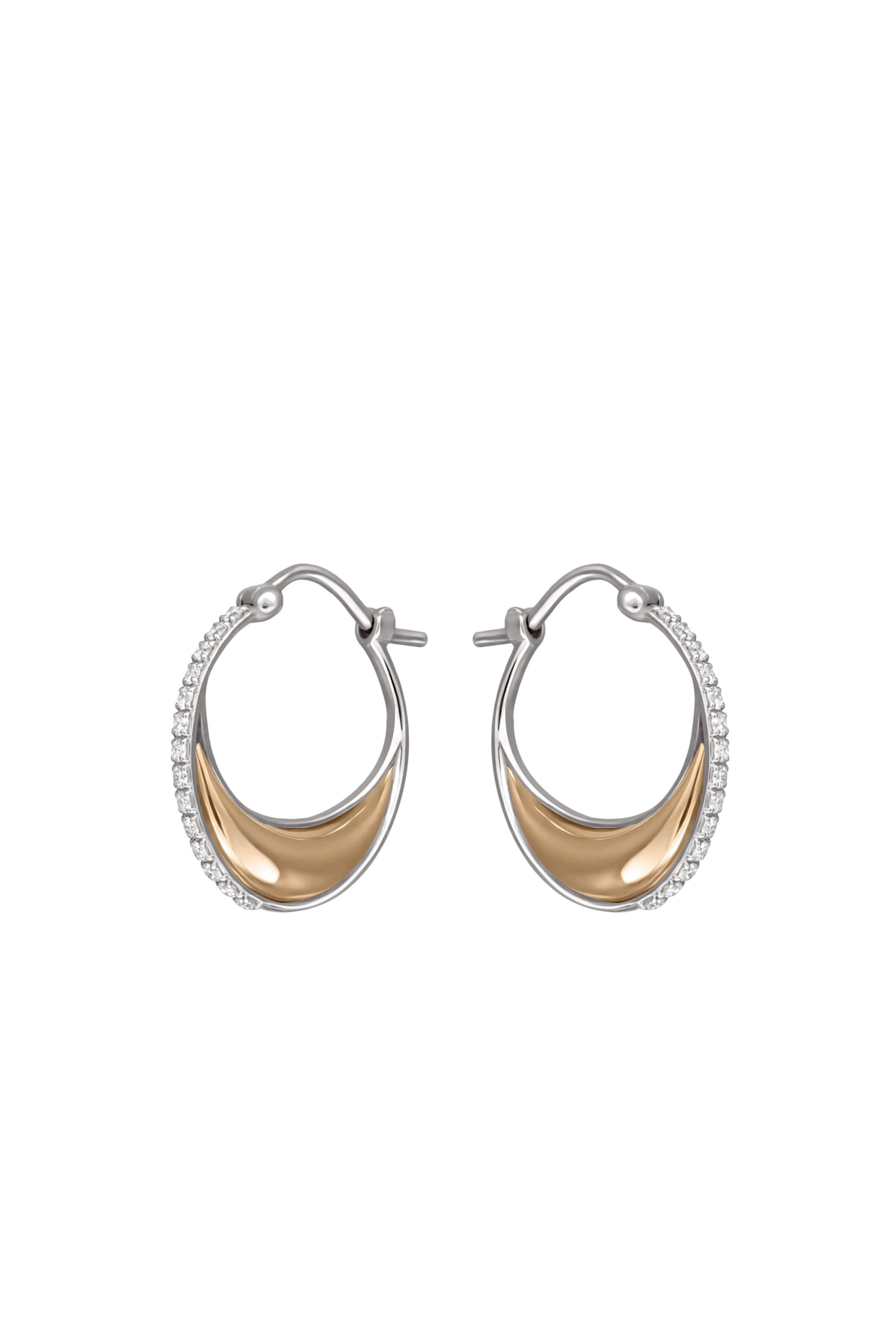Bloop Moon Earrings, 18k Yellow Gold & Diamonds