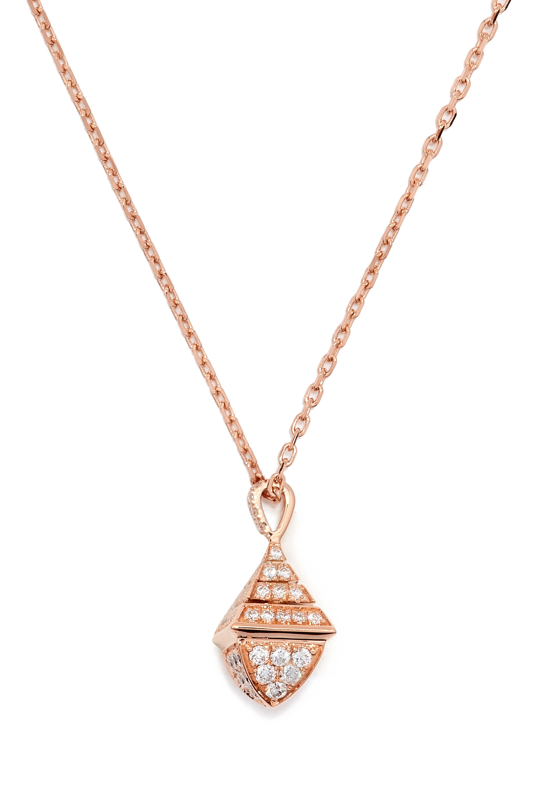 Cleo Mini Rev Pendan, 18k Rose Gold with Full Diamonds