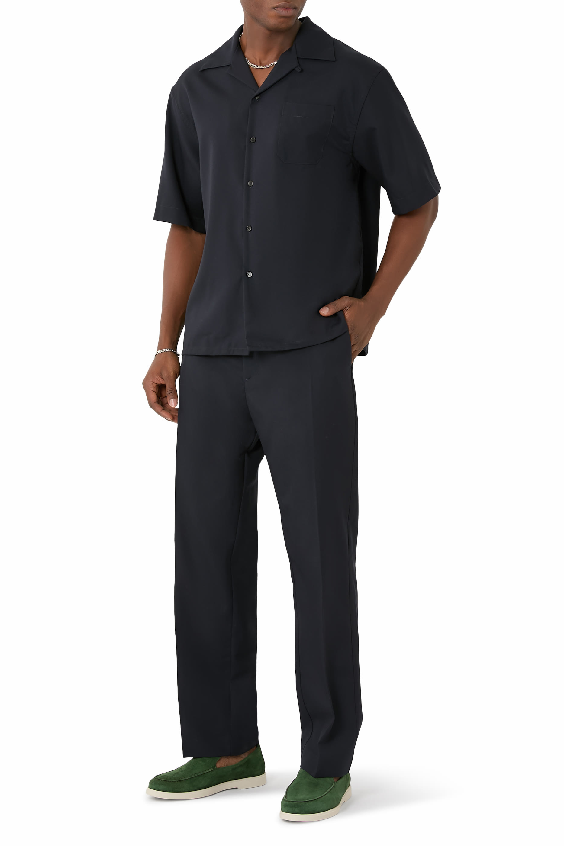 Tropical Wool Cropped Pants