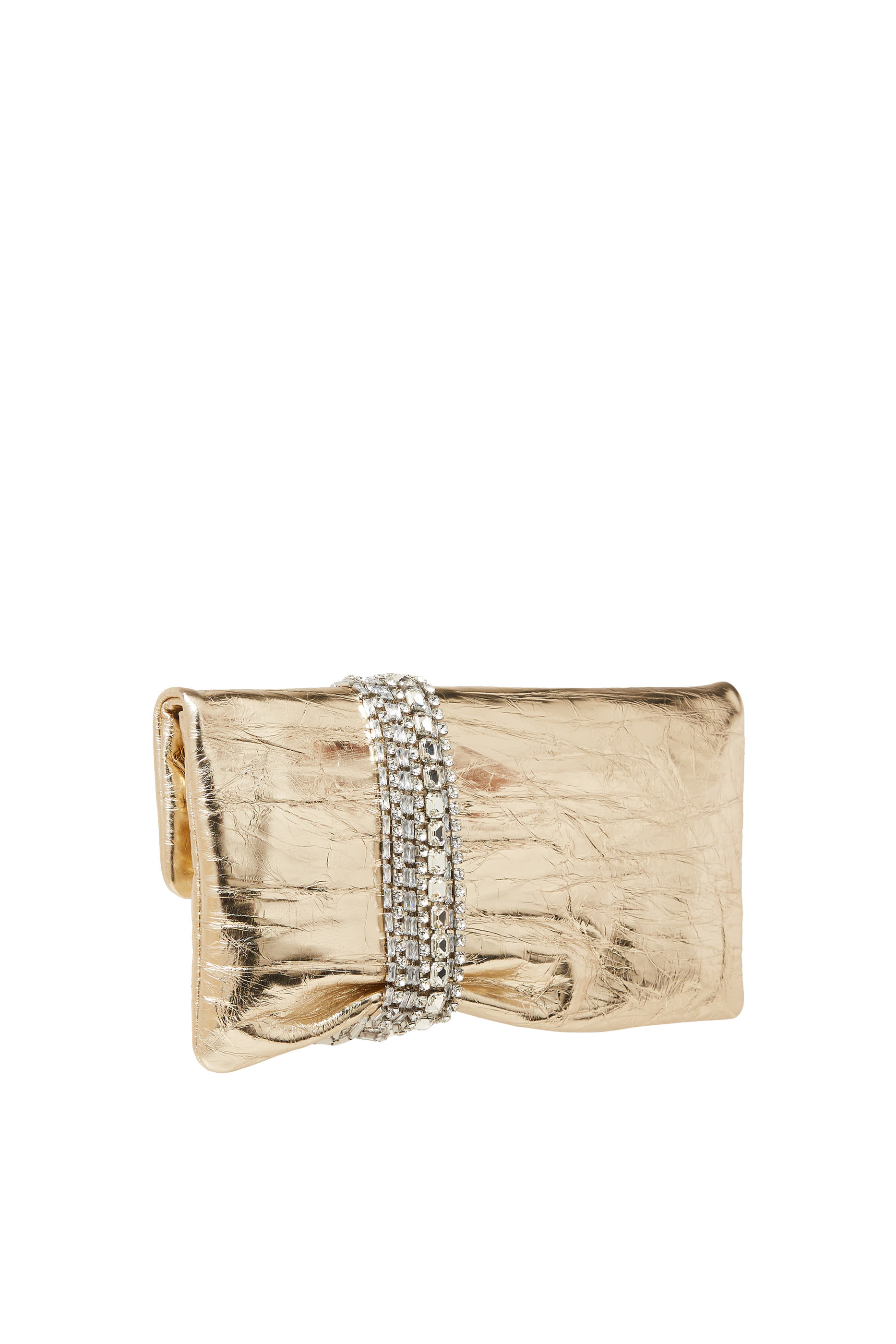 Zandra Crystal-Embellished Clutch Bag in Patent Leather