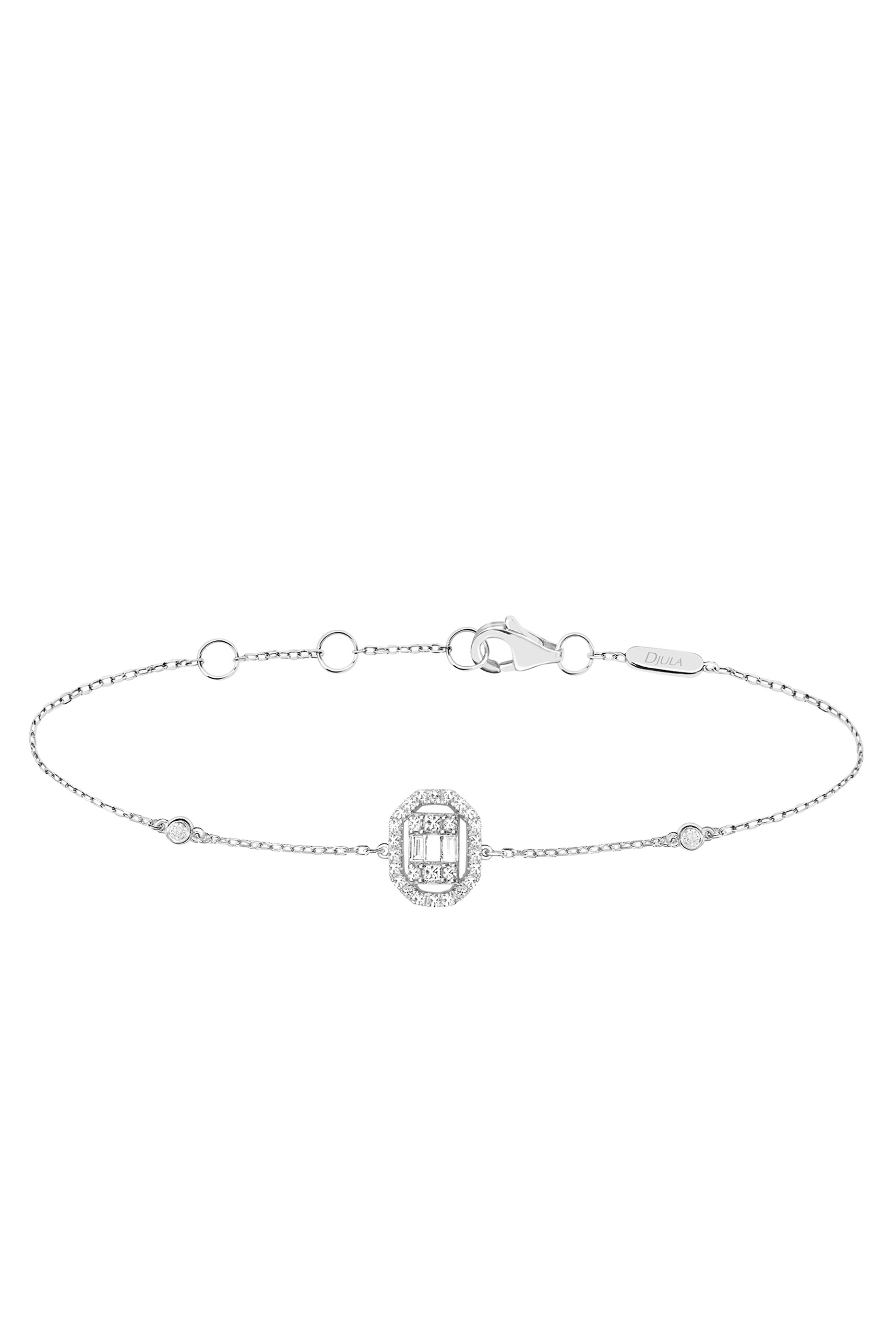 Square Union Bracelet, 18K White Gold & Diamonds