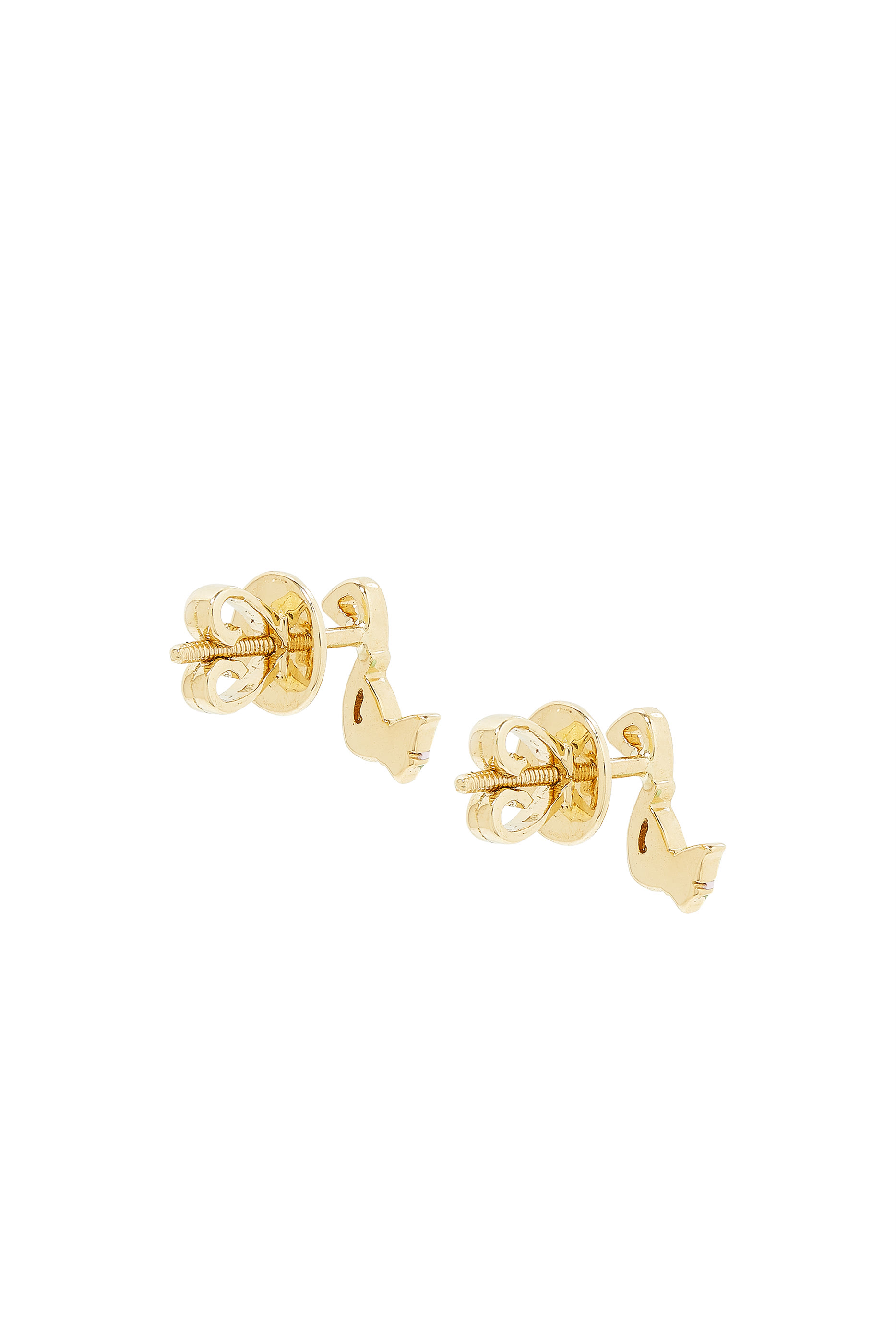 Kids Tiny Bling Butterfly Earring, 18K Yellow Gold & Enamel