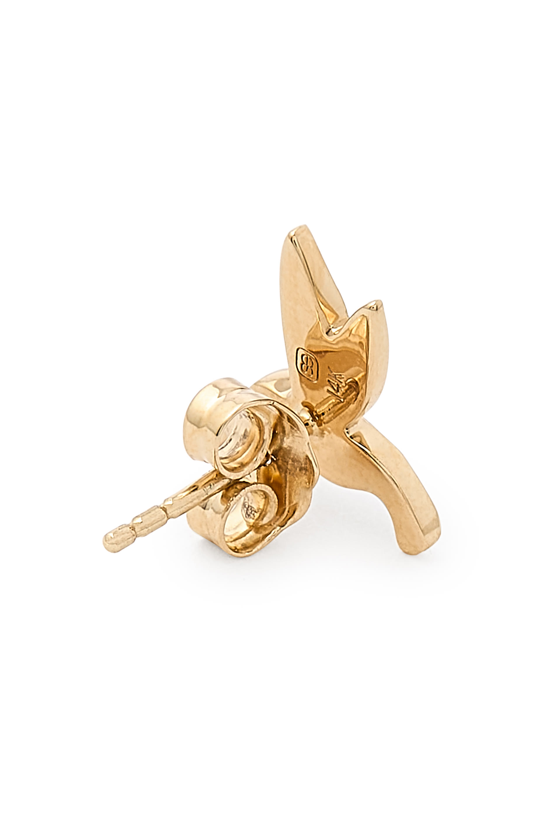 Small Hummingbird Stud Earrings, 14k Yellow Gold & Diamonds