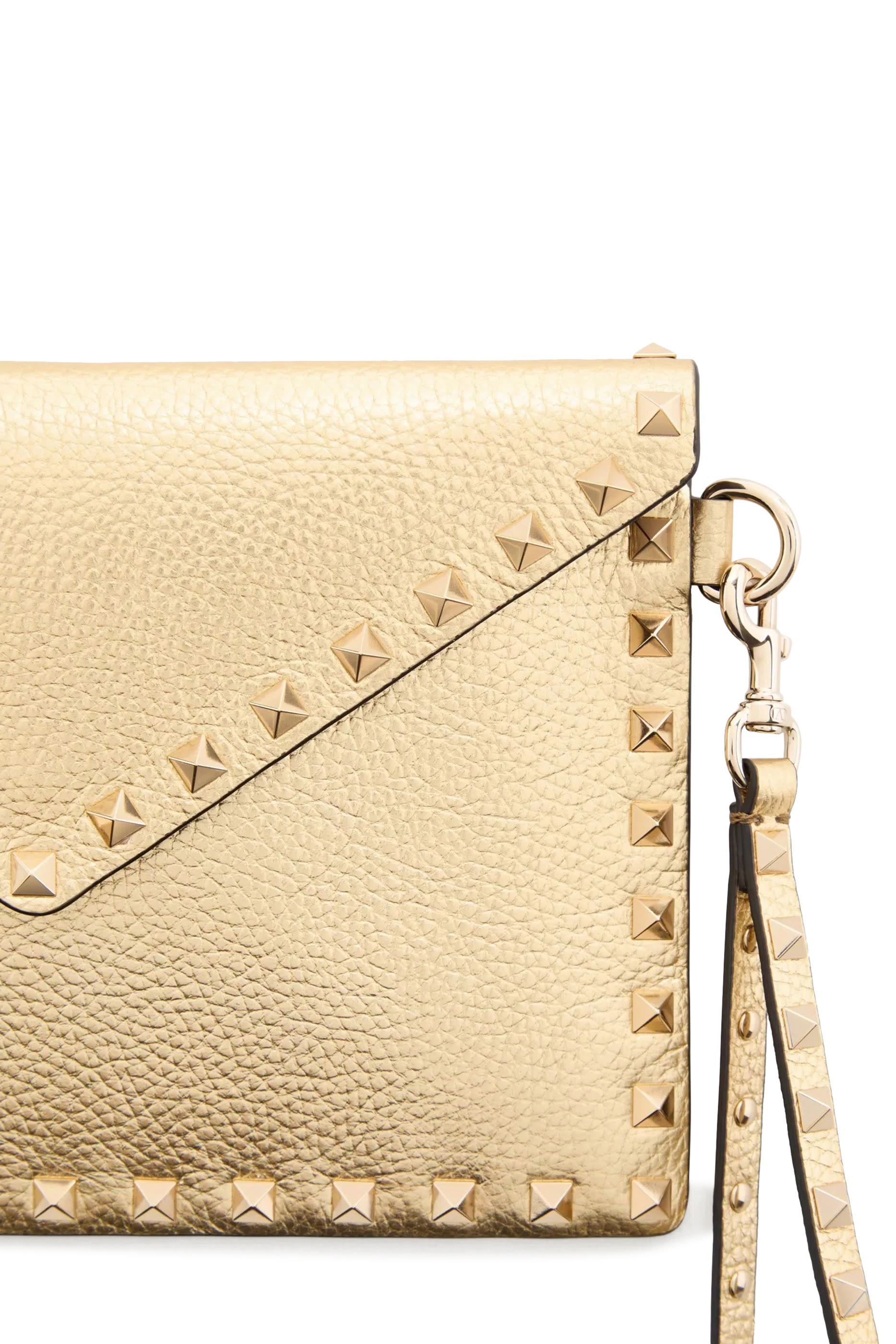 Rockstud Laminated Grainy Calfskin Clutch Bag