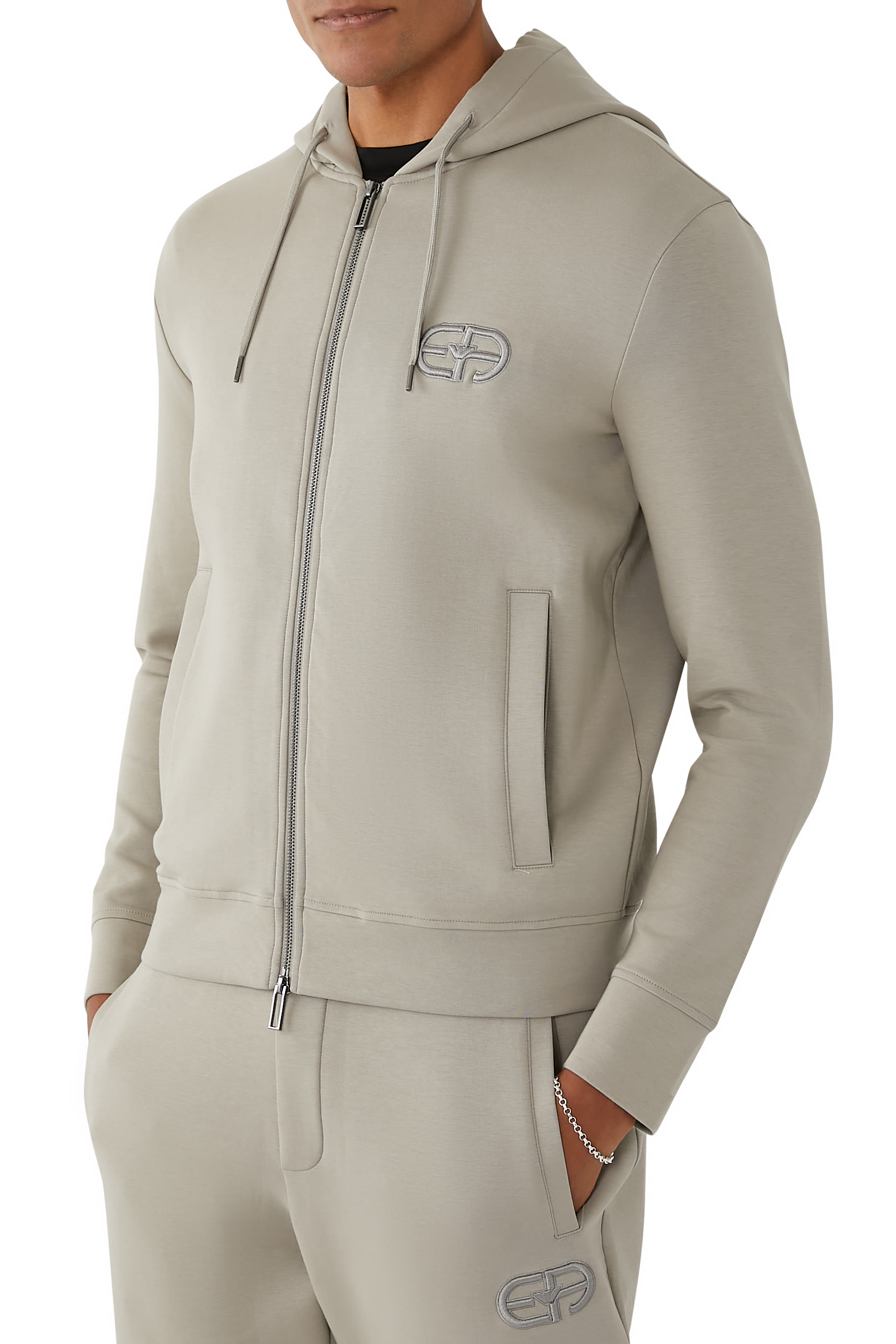 Double-Jersey Zip-Up Hooded Sweatshirt 