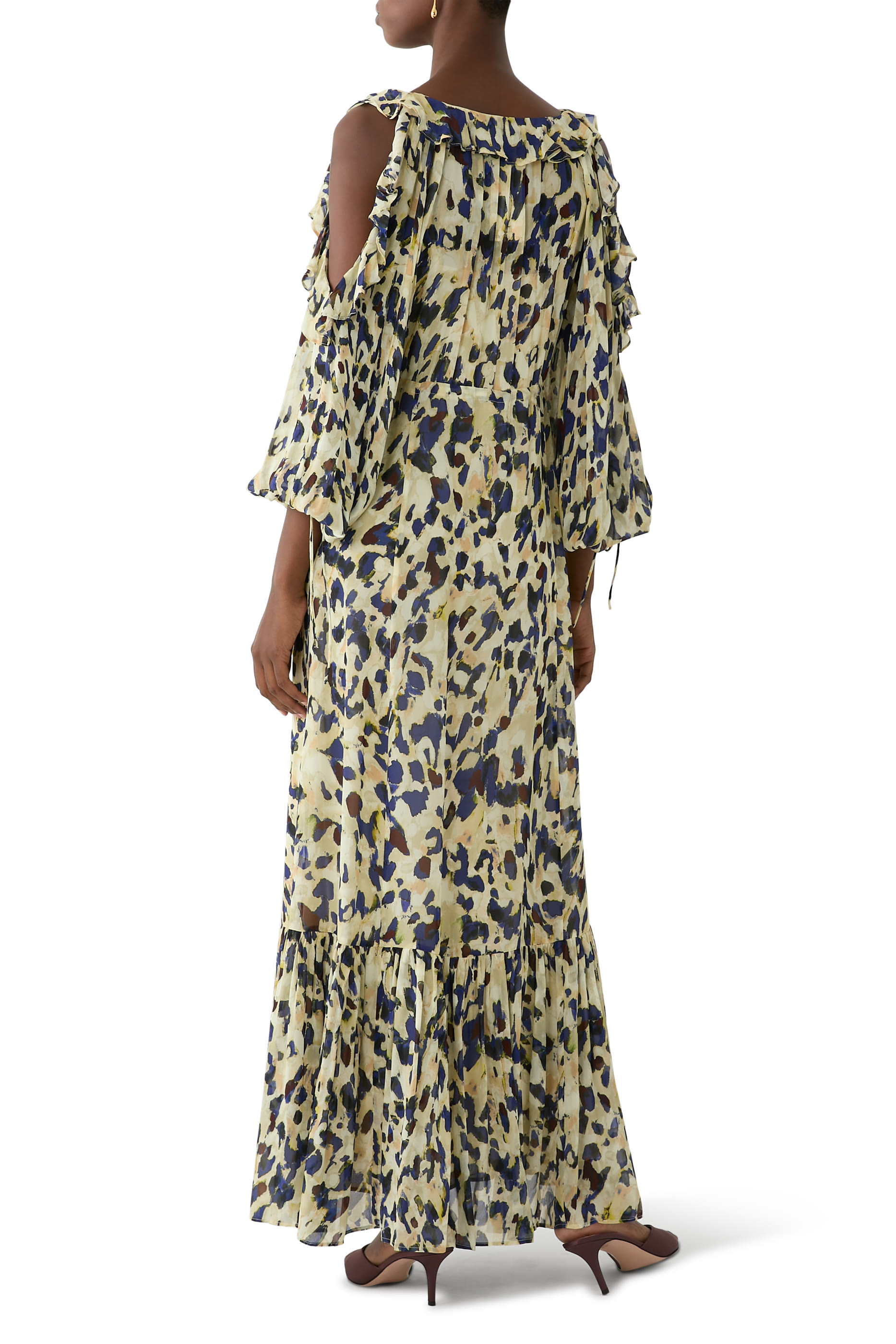 Kinetic Ruffle Drawstring Maxi Dress