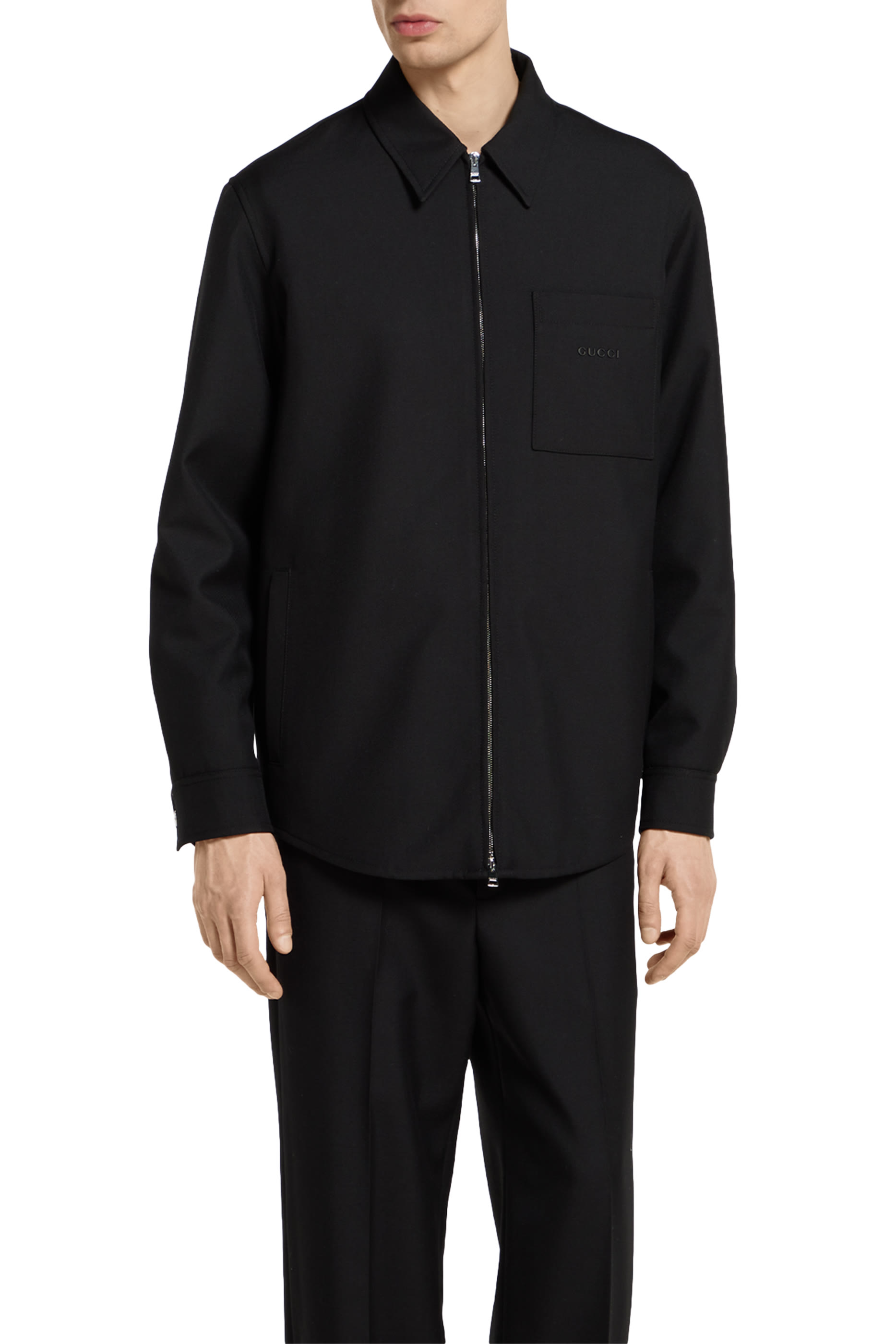 Wool Twill Zip Overshirt