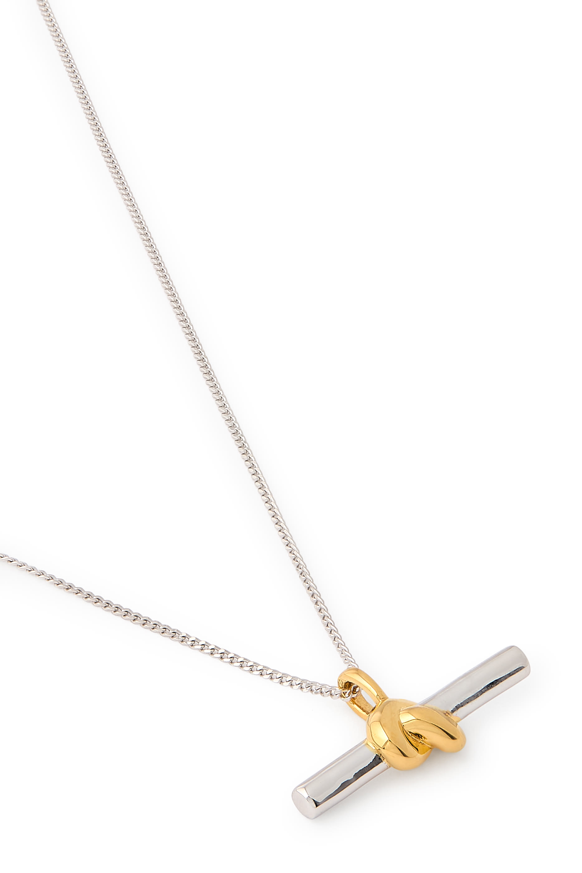 Lucy Williams T-Bar Knot Pendant Necklace, 18ct Recycled Gold Vermeil & Rhodium on Sterling Silver