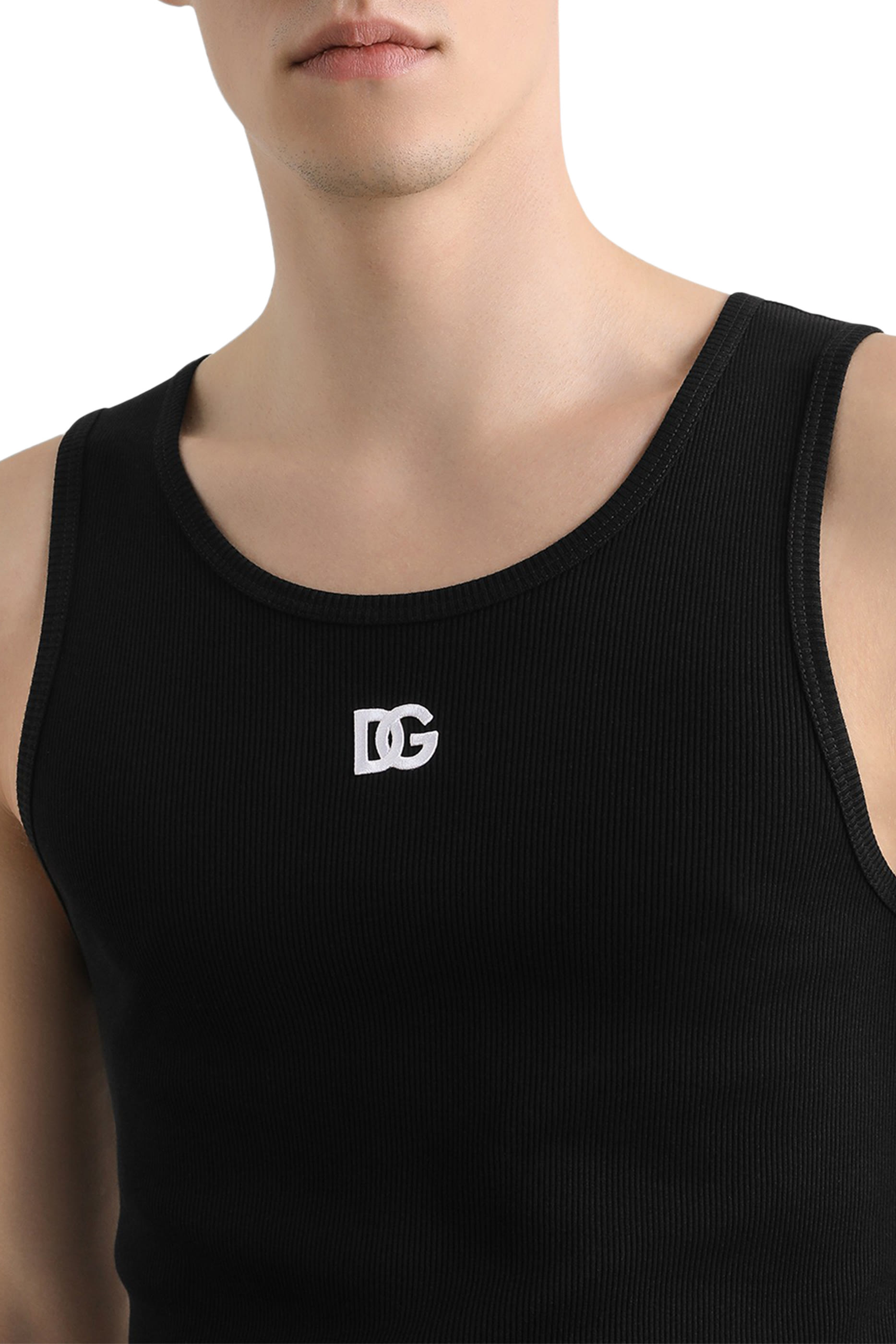 Cotton Tank Top with Embroidery