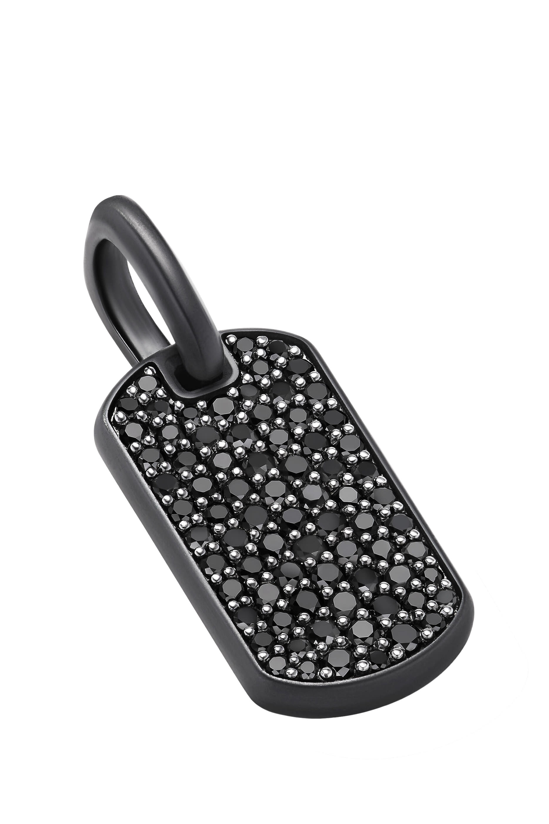 Chevron Tag, Titanium, Sterling Silver & Diamonds