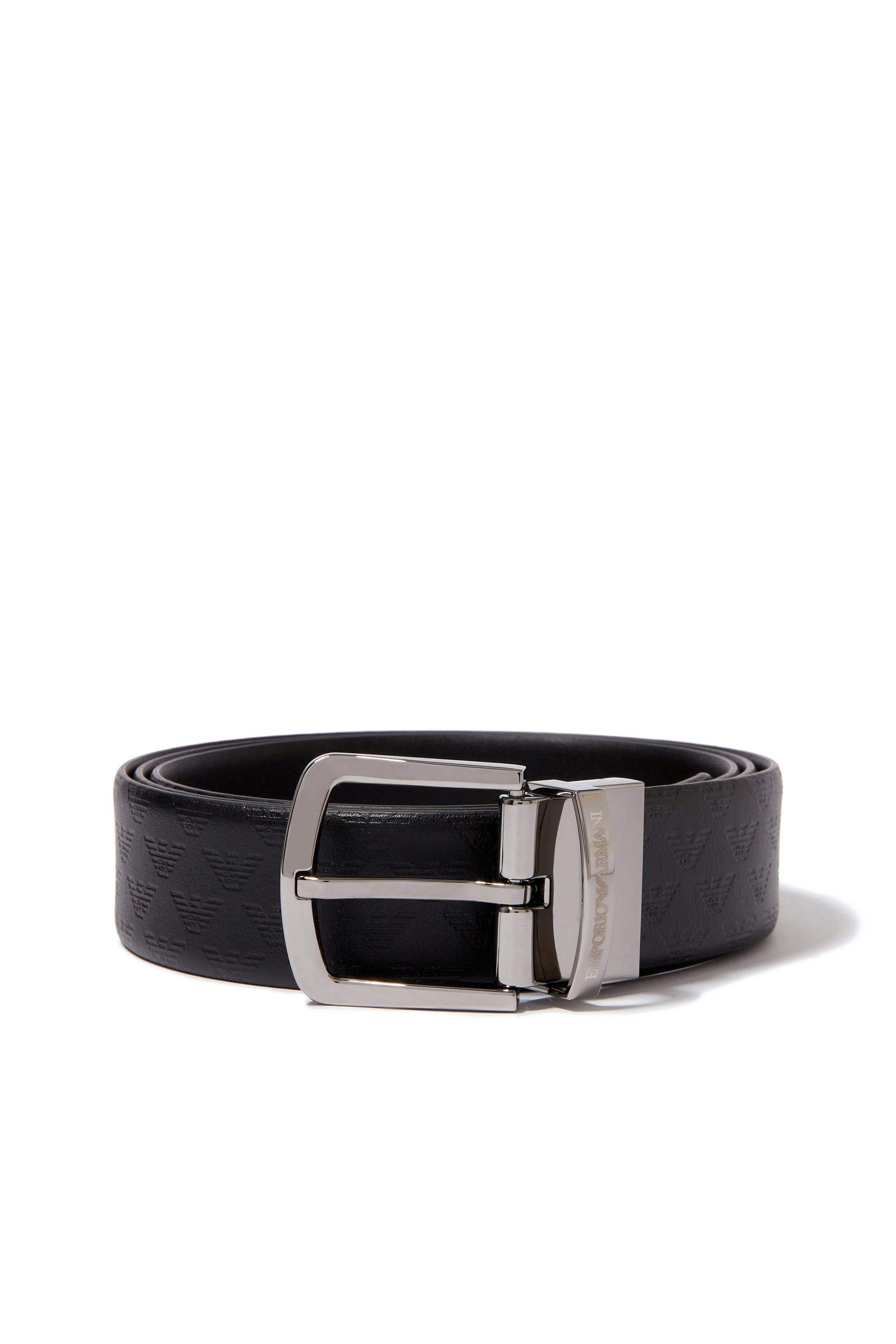 All-Over Logo Reversible Leather Buckle Belt