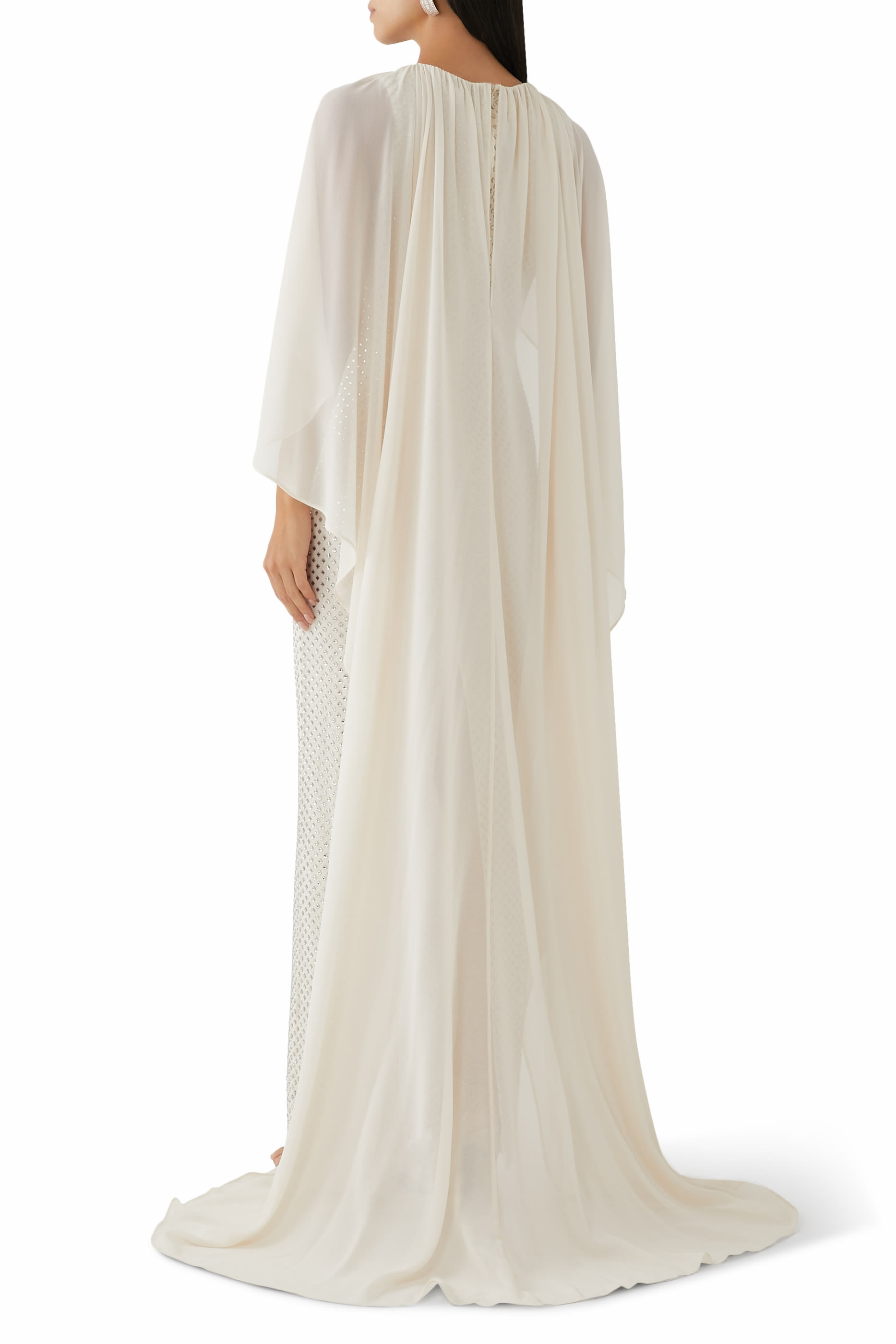 Rhinestone Cape Maxi Dress