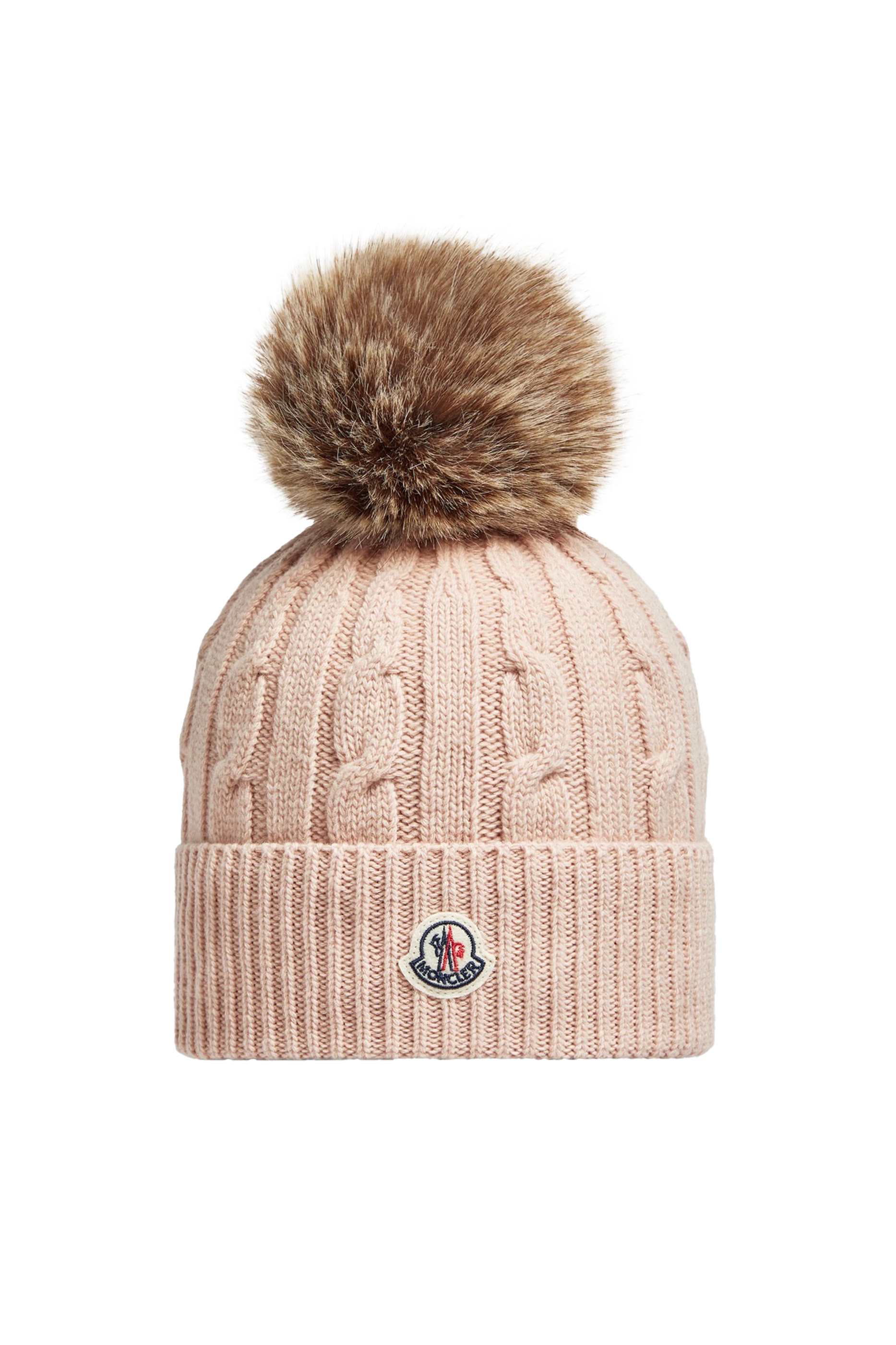 Wool & Cashmere Beanie with Faux Fur Pom Pom