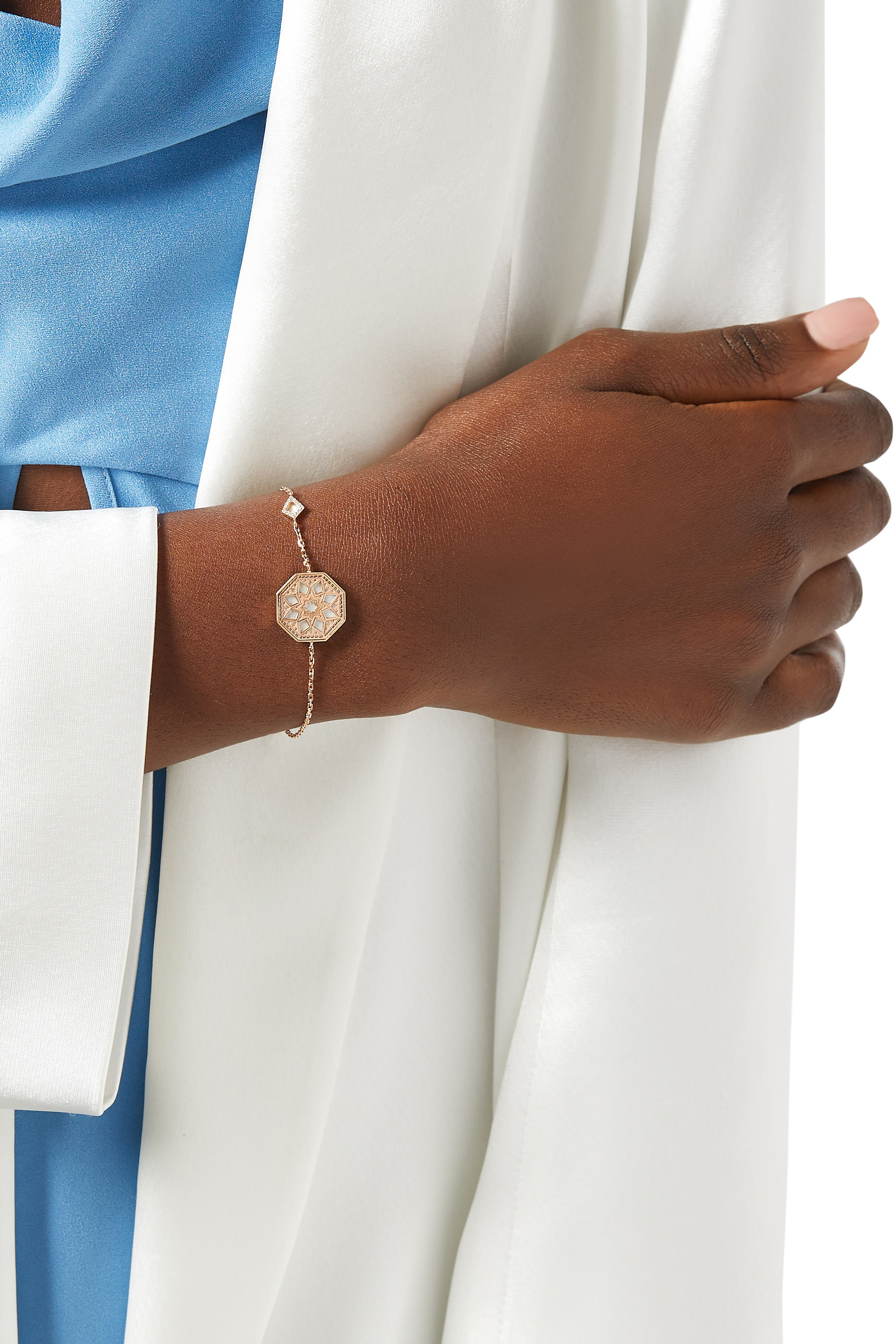  Classic Turath Bracelet,  18K Rose Gold, Mother of Pearl & Diamonds