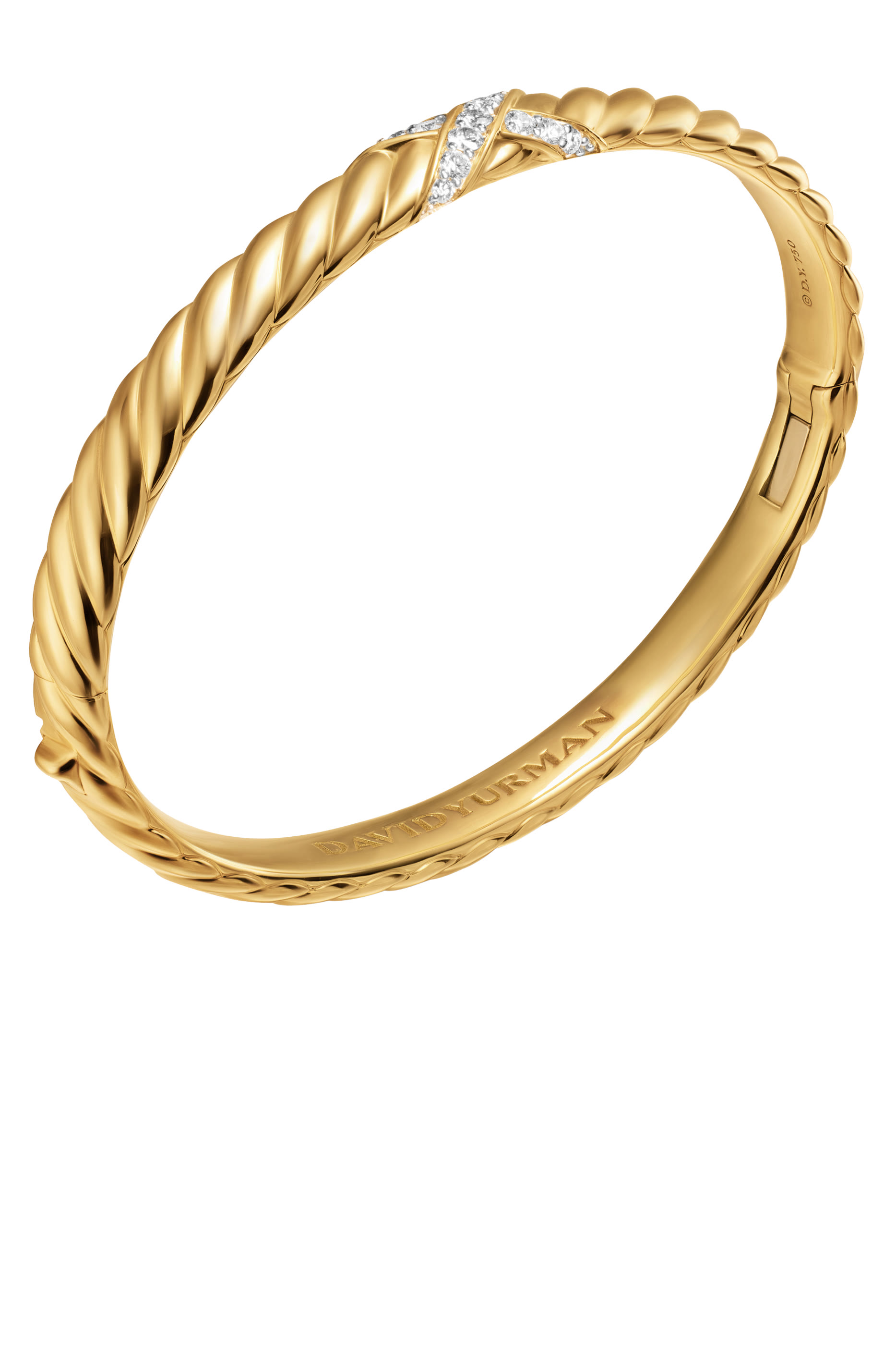 Sculpted Cable X Center Station Bracelet, 18K Yellow Gold & Diamonds