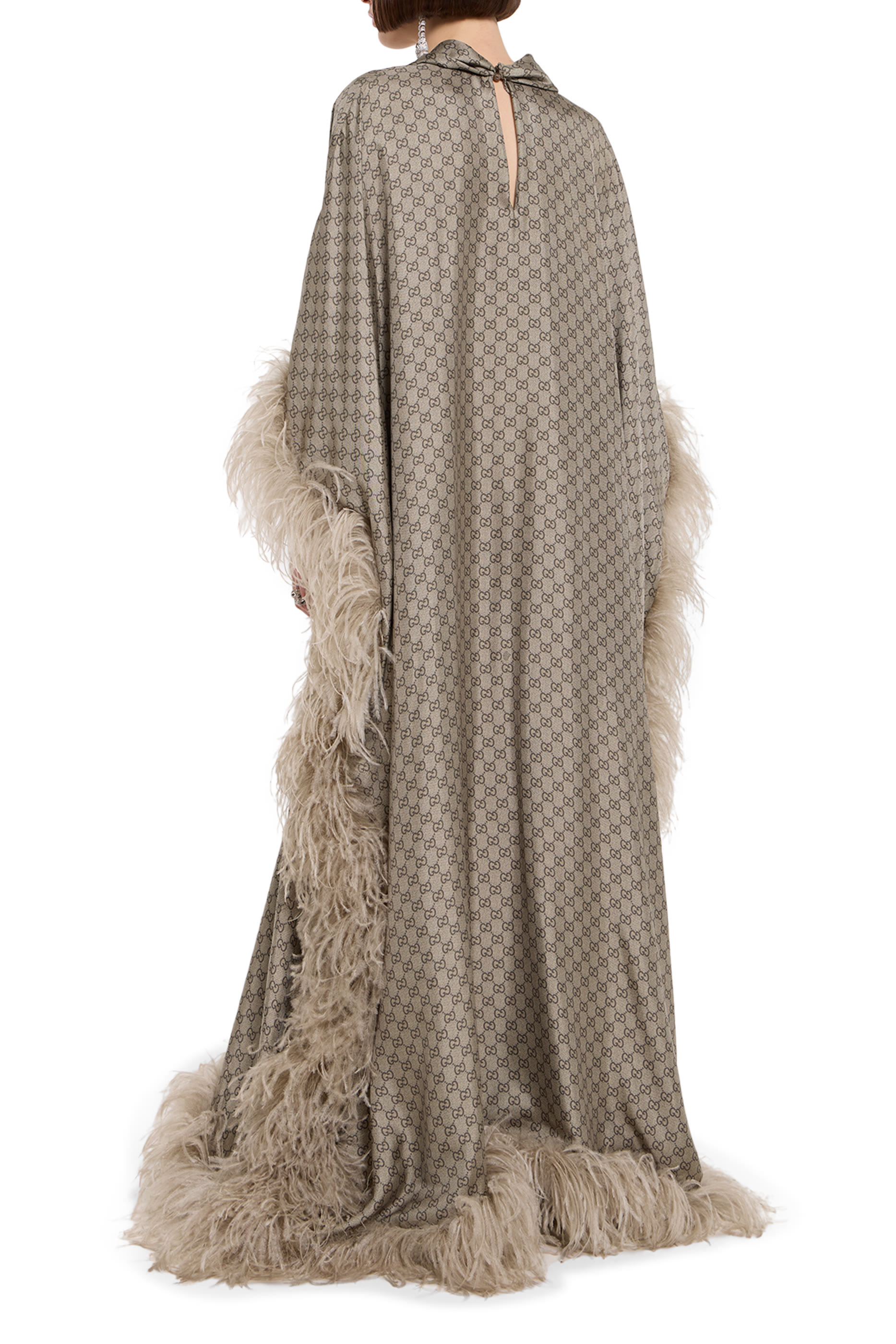 All-Over GG Print Silk Twill Long Dress