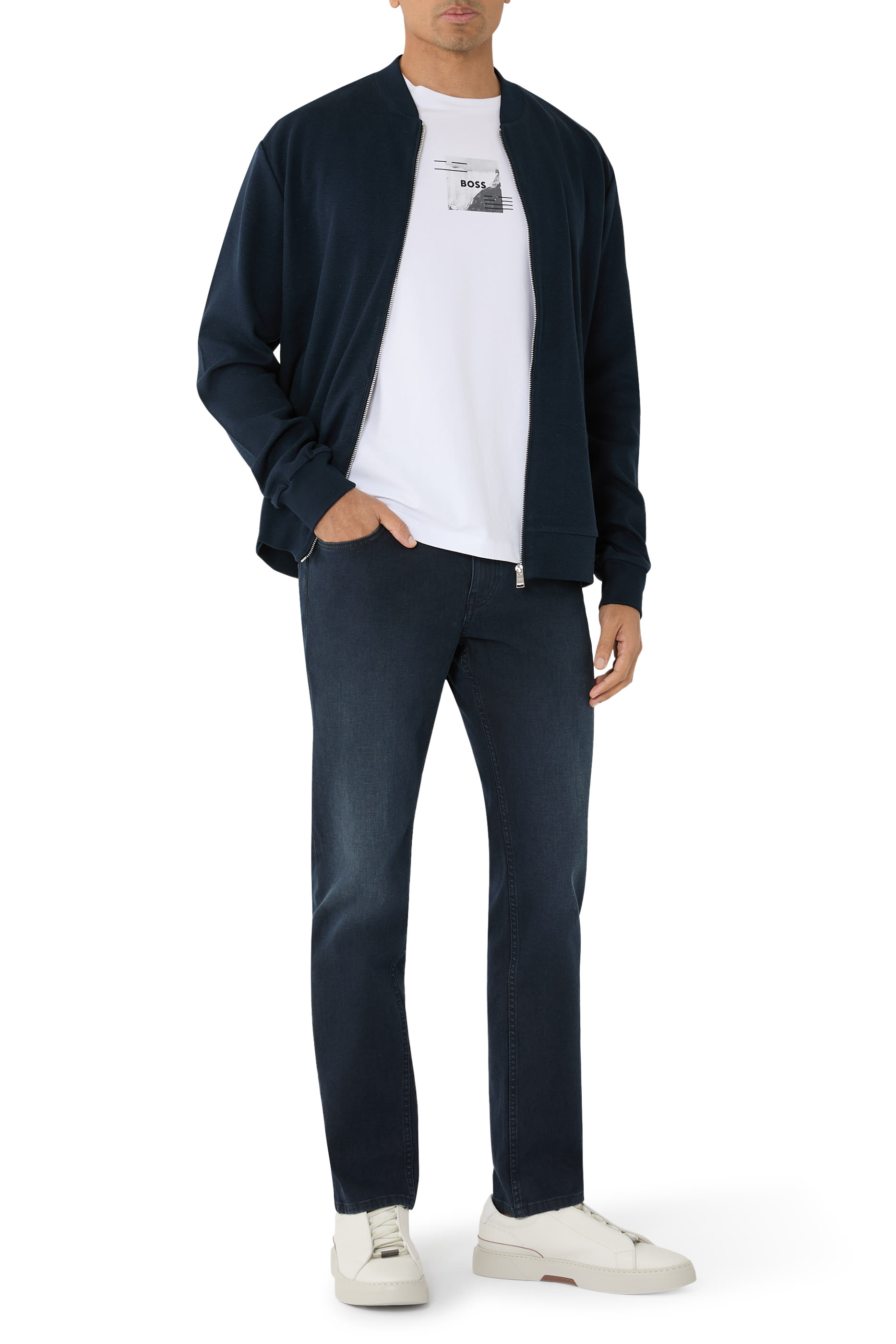 Zip-Up Cotton-Linen Piqu&eacute; Sweatshirt