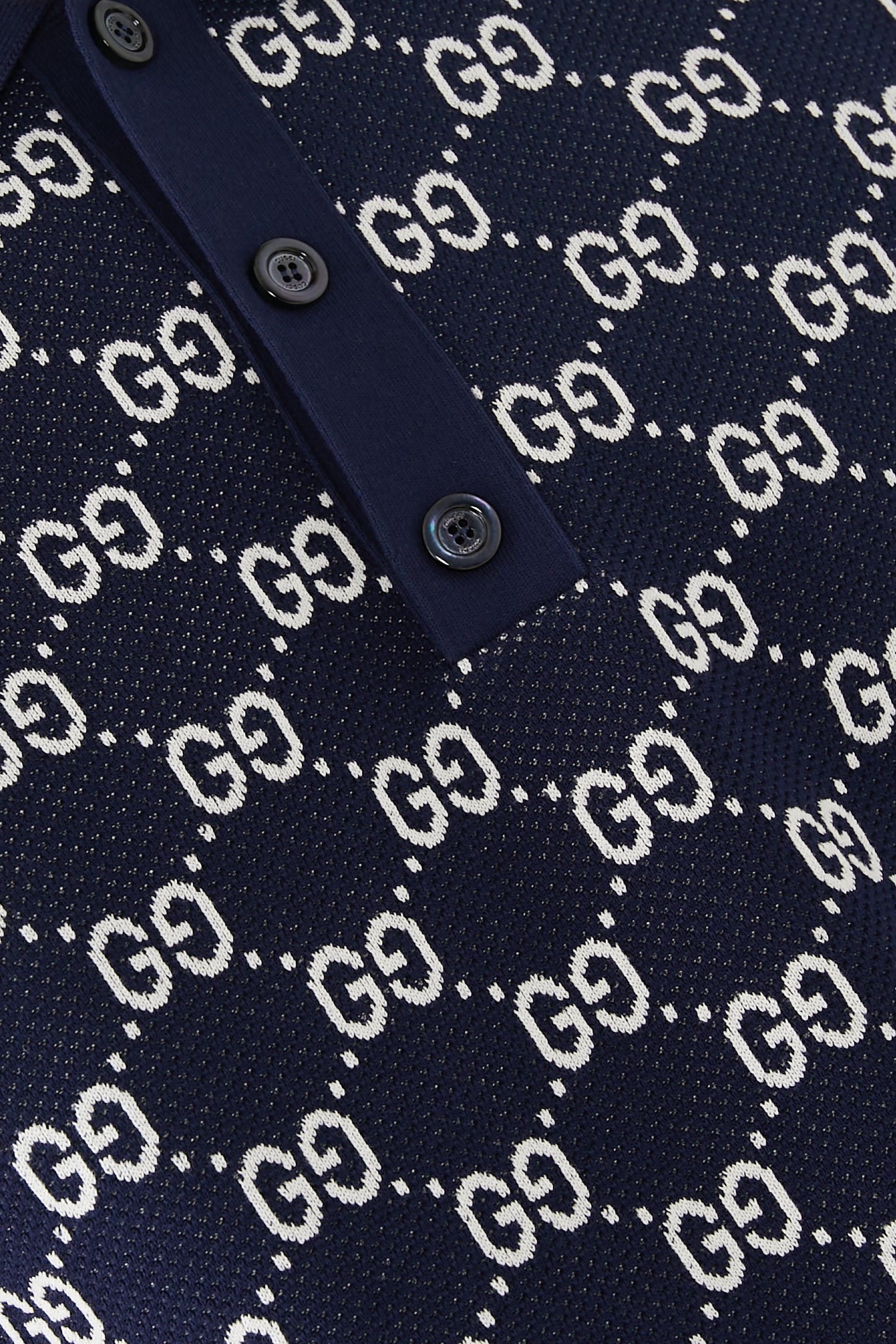GG Cotton Knit Jacquard Polo Shirt