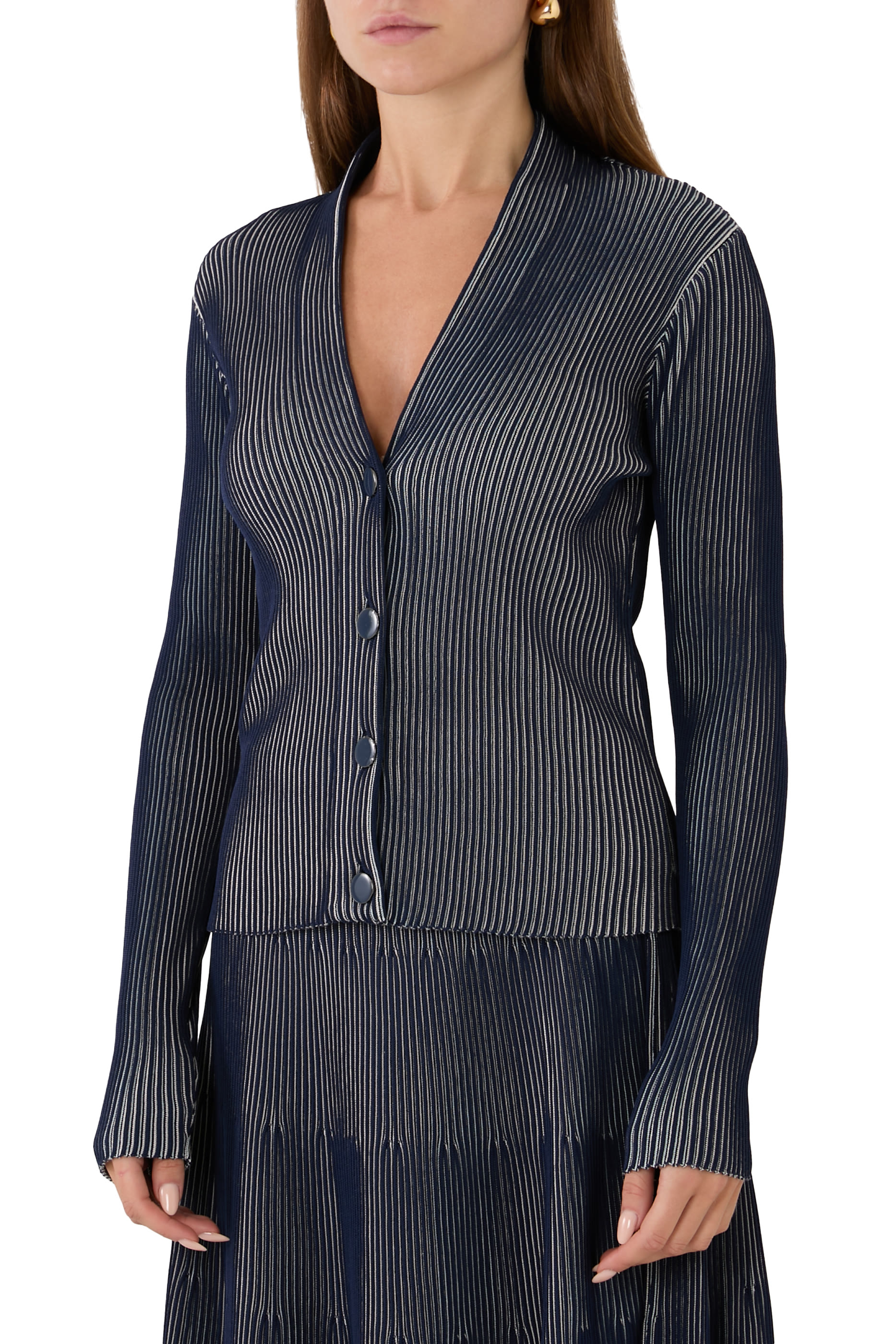 Interrib-Effect Knit Cardigan