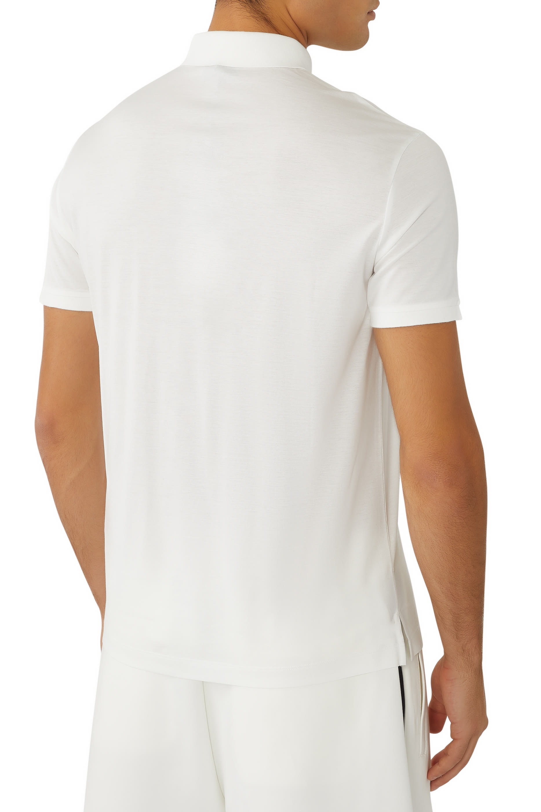 Embossed EA Logo Embroidery Lyocell-Blend Jersey Polo Shirt