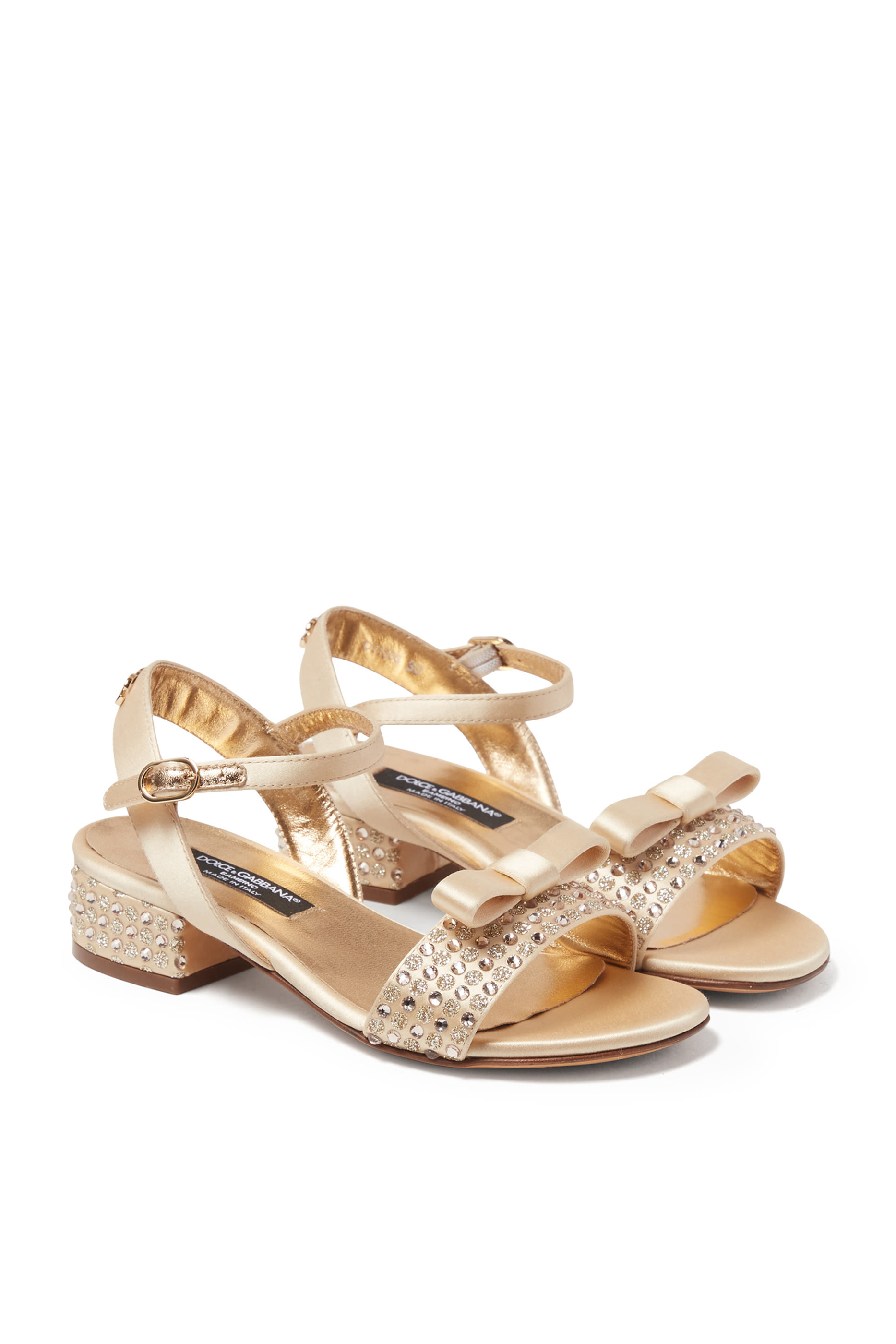 Kids Rhinestone Embellished Satin Sandals