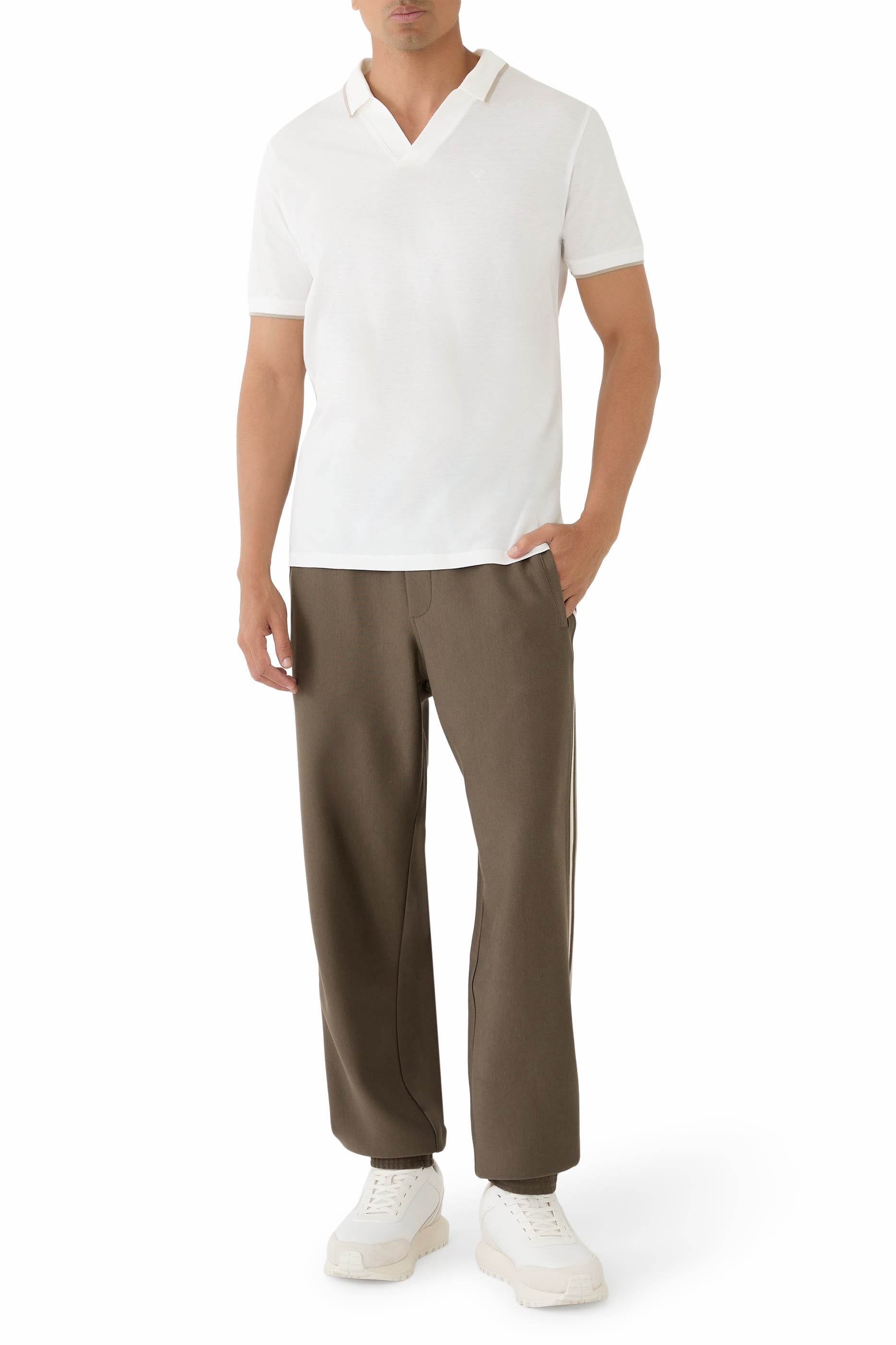 Micro Eagle Logo V-Neck Polo Shirt