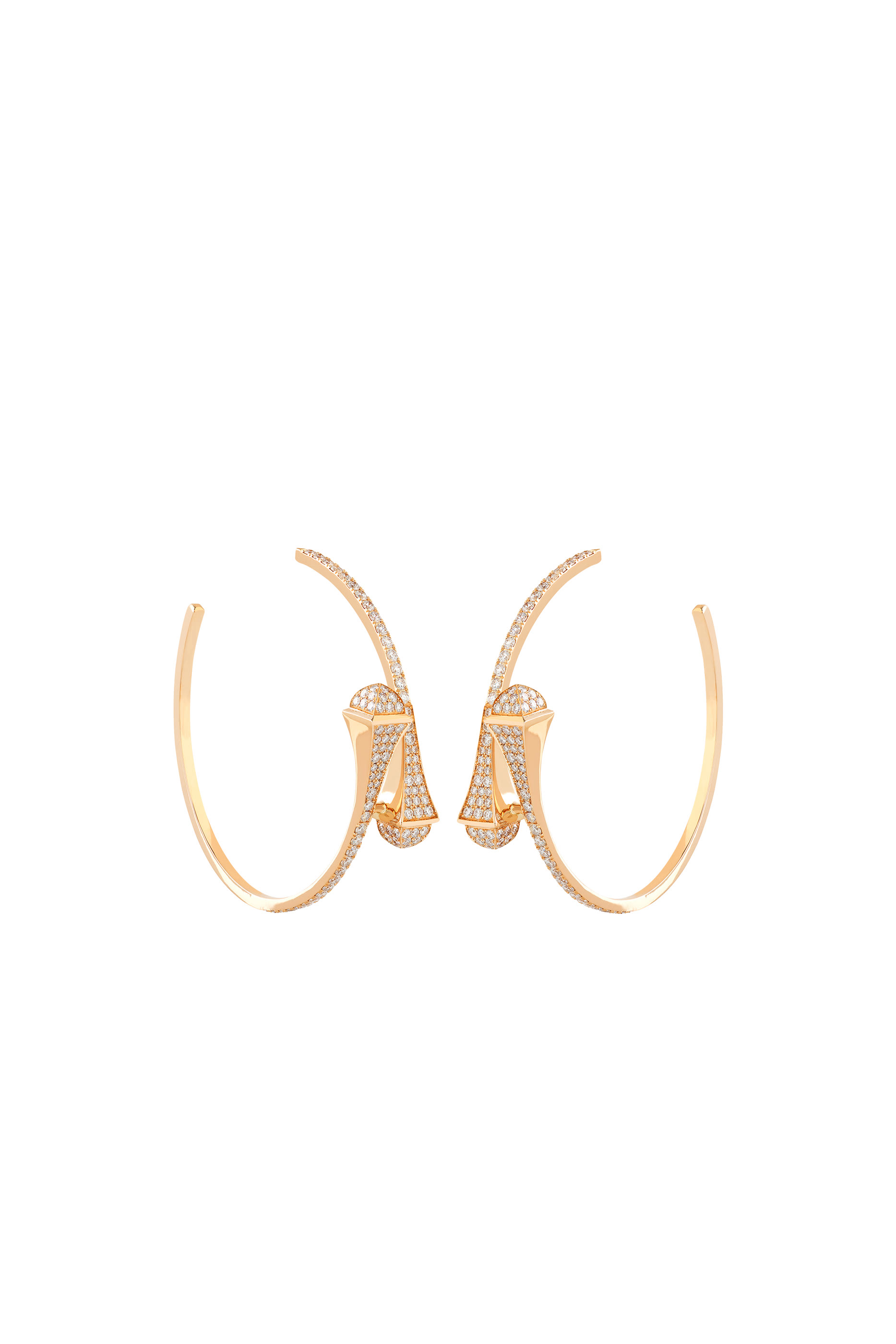 Cleo Midi Hoop Earrings, 18k Pink Gold & Diamonds