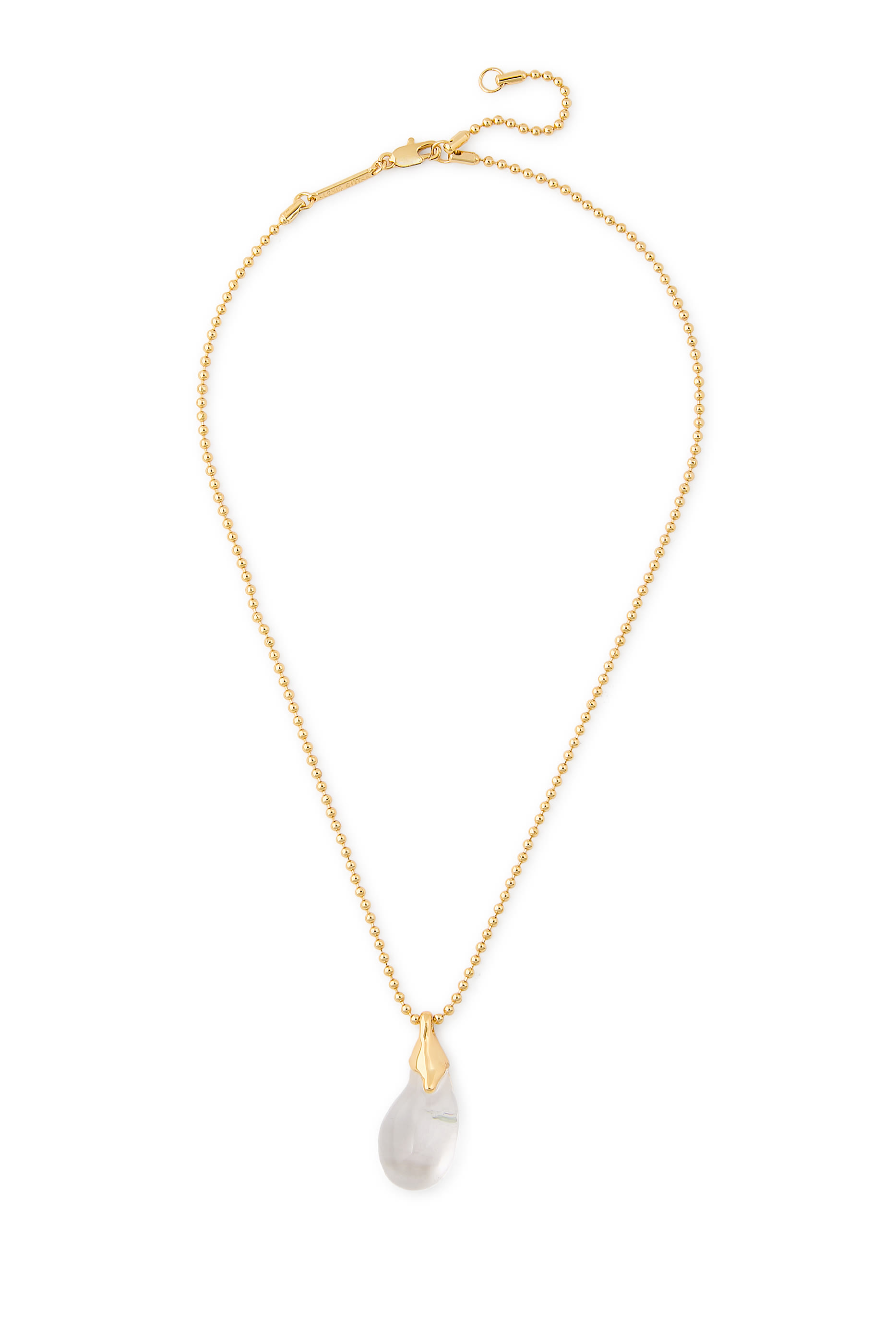 Liquid Lucite Teardrop Pendant Necklace, 14K Yellow Gold & Lucite