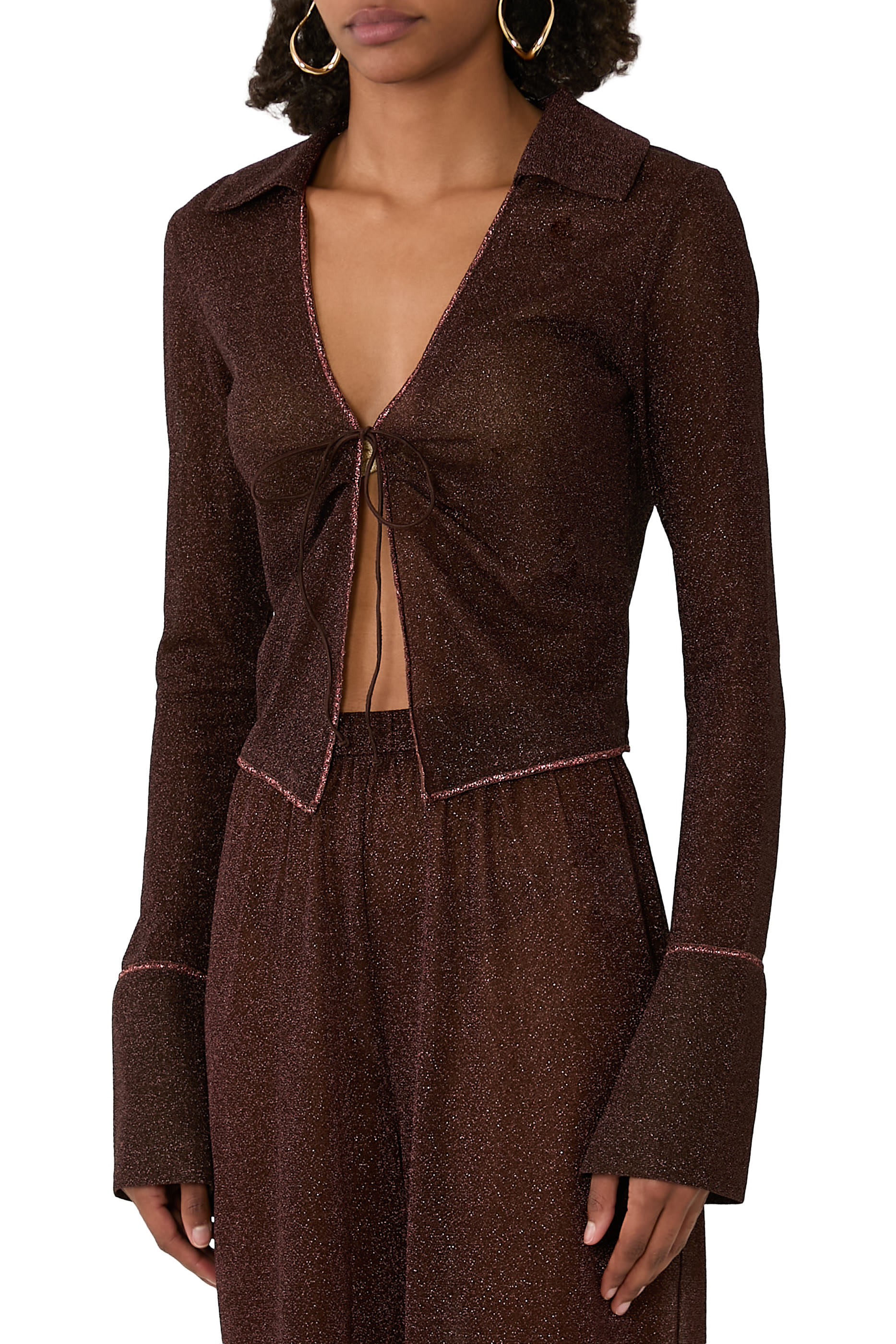 Tie-Detail Bell Sleeves Top