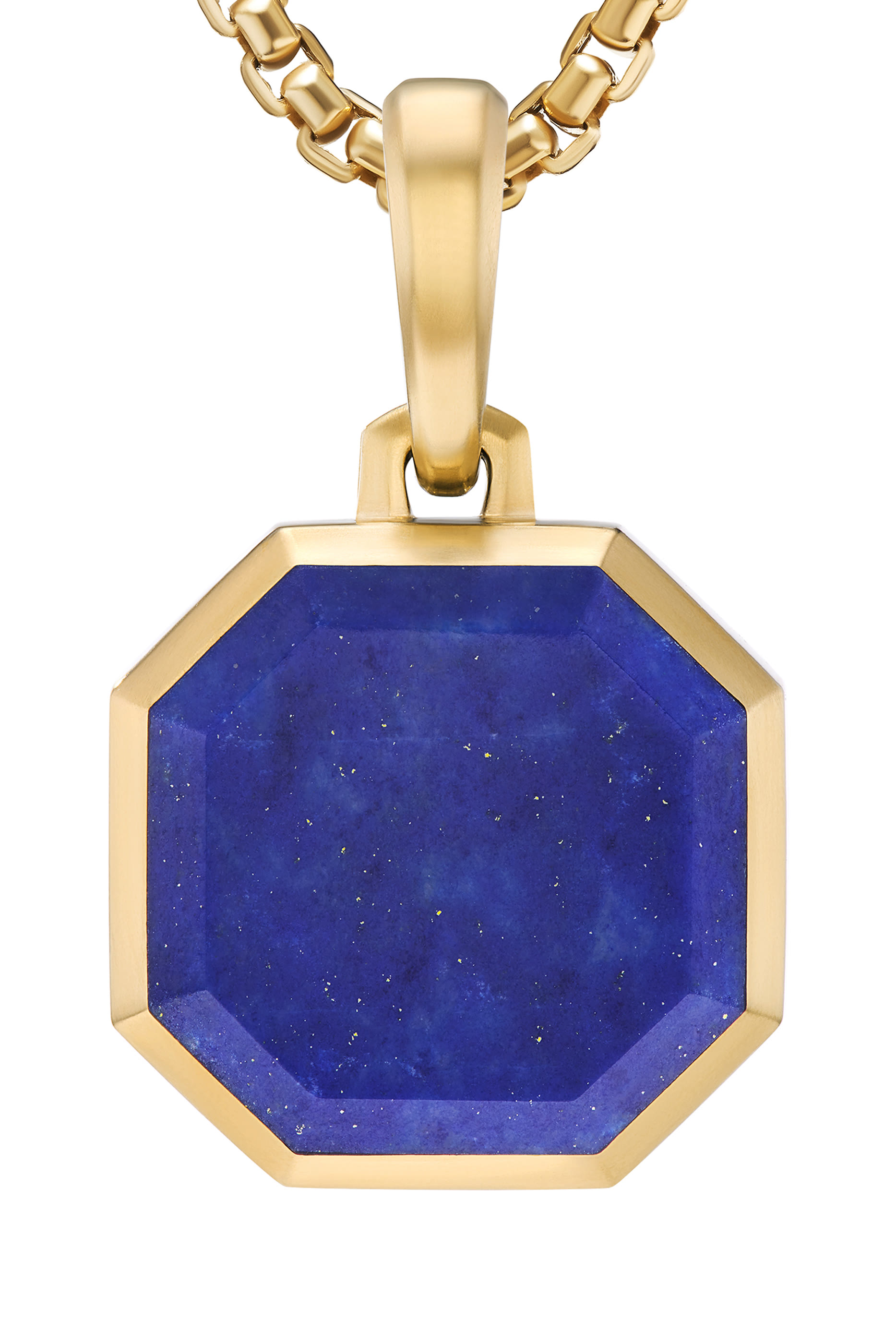Faceted Lapis Stone Amulet Pendant, 18k Gold