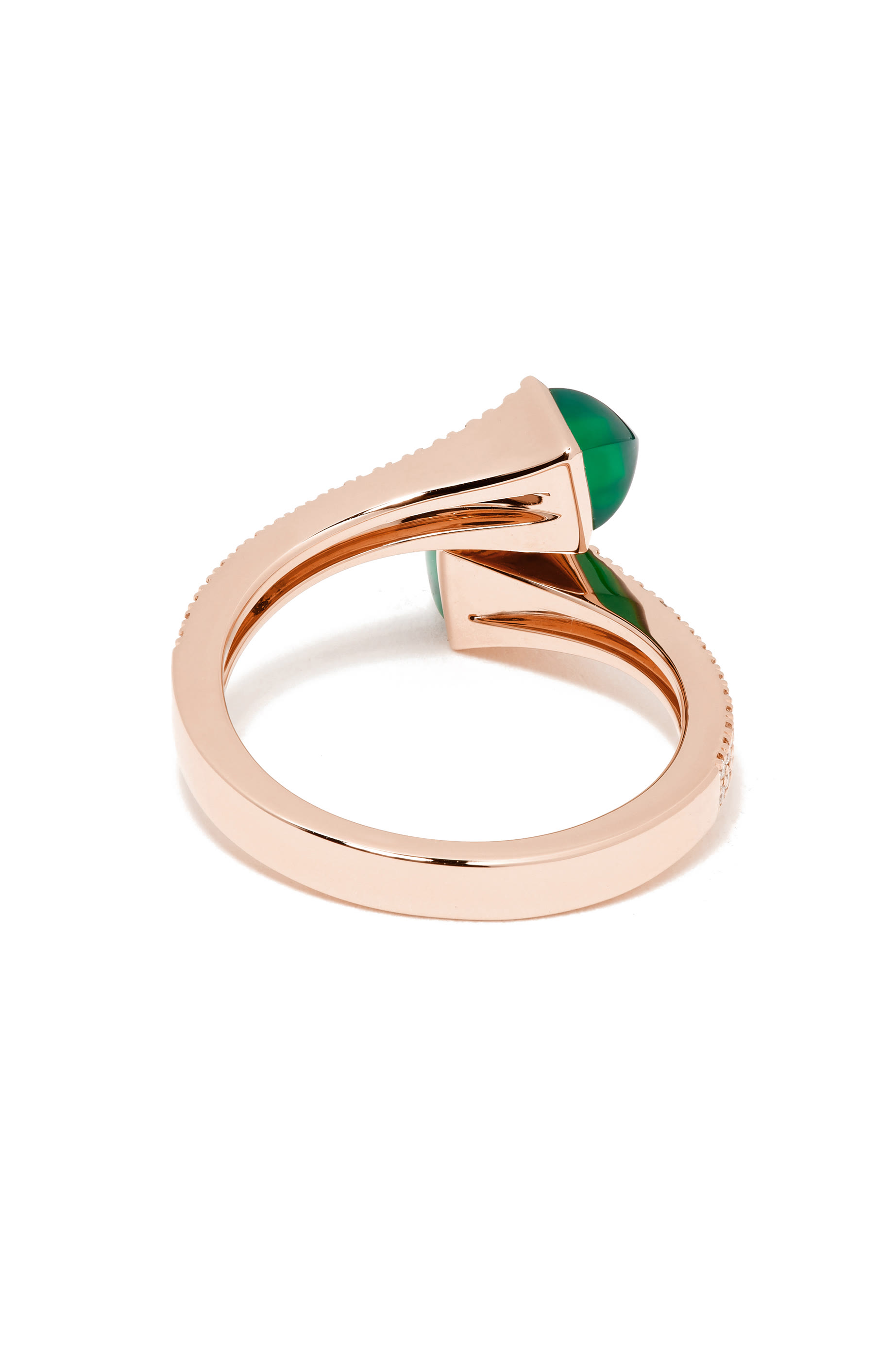Cleo Slim Ring, 18k Pink Gold with  Green Agate & Diamonds