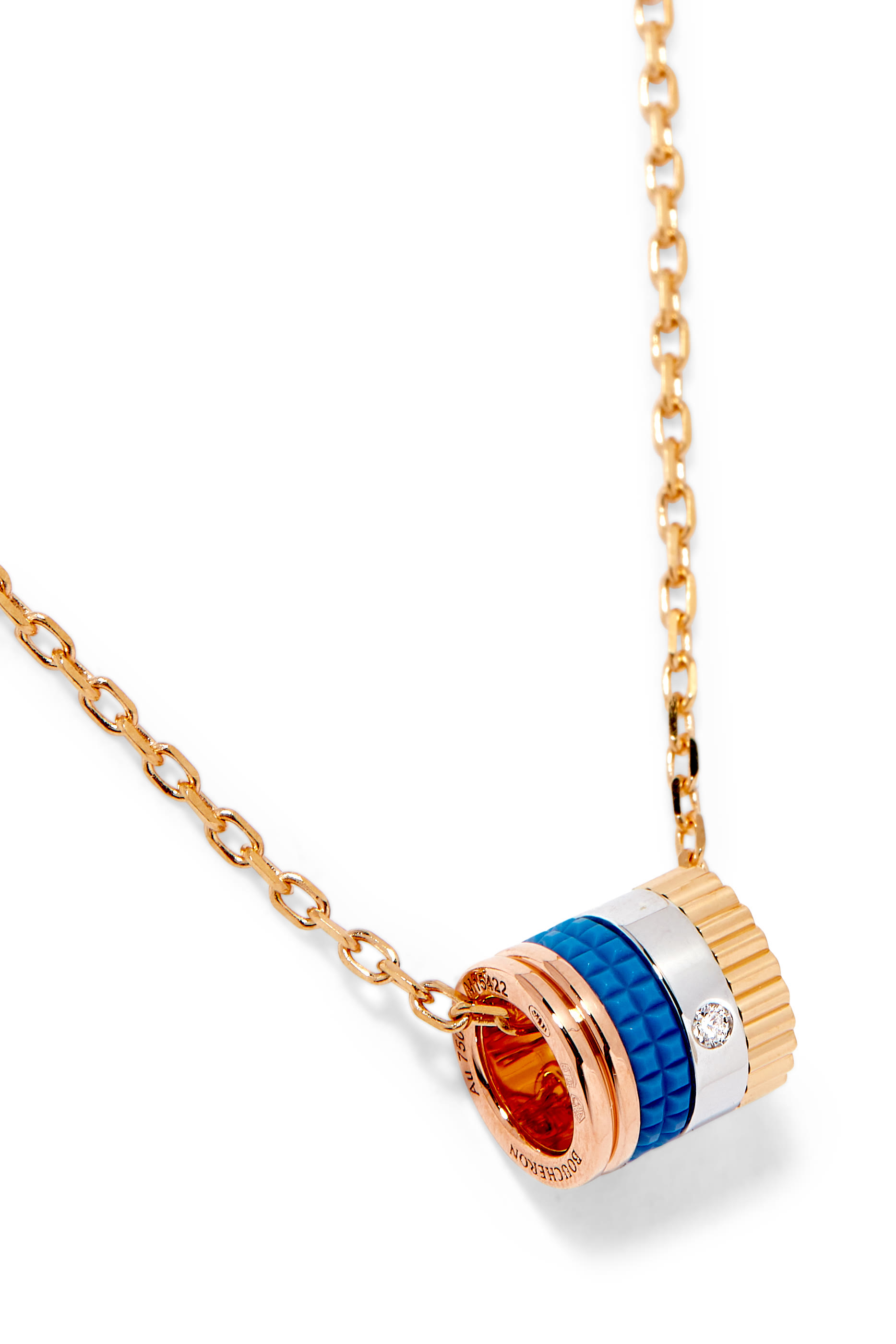 Quatre Blue Edition Mini Pendant, 18K Mix Gold & Diamond