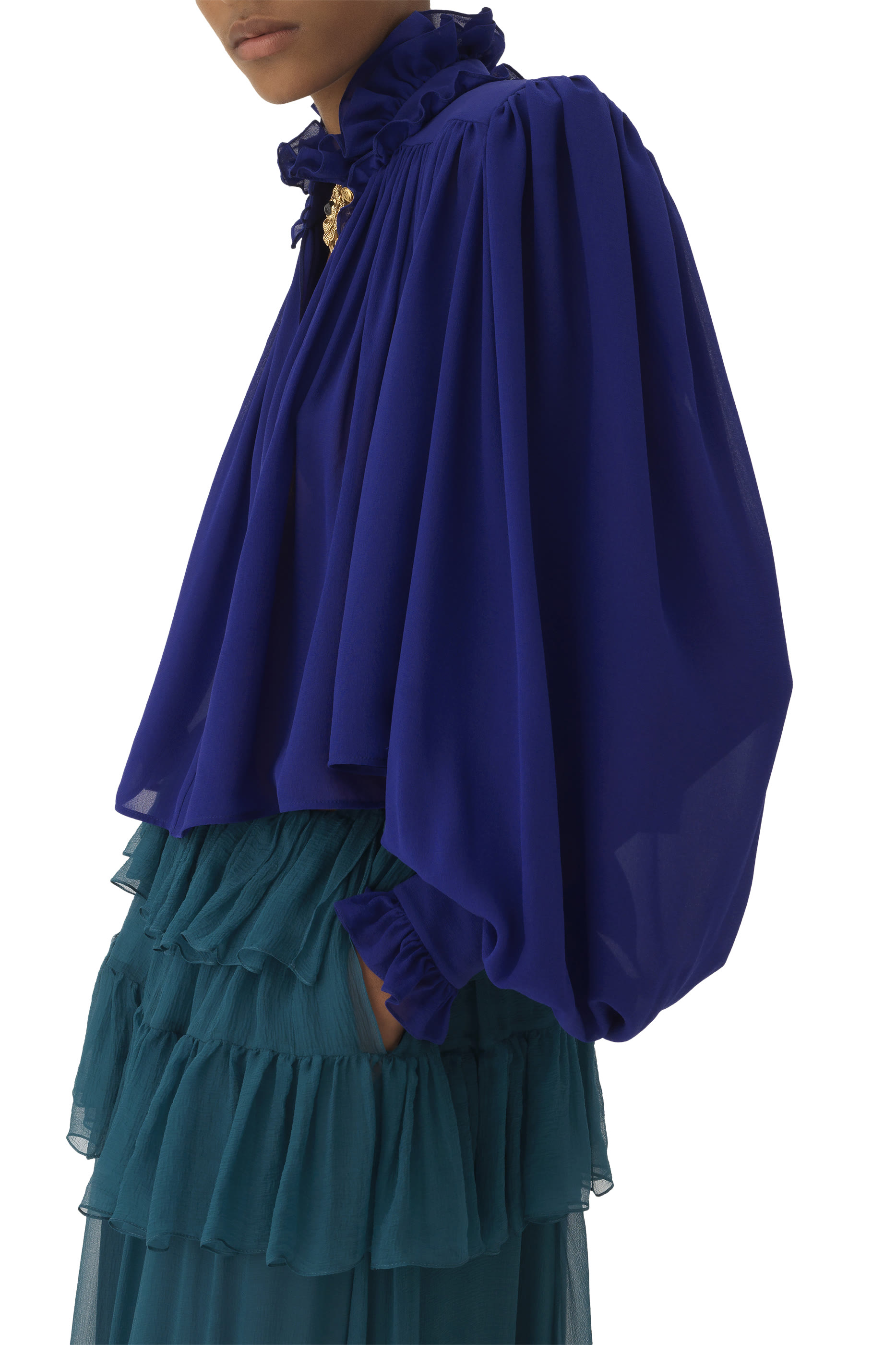 Maxi Gathered High-Neck Top