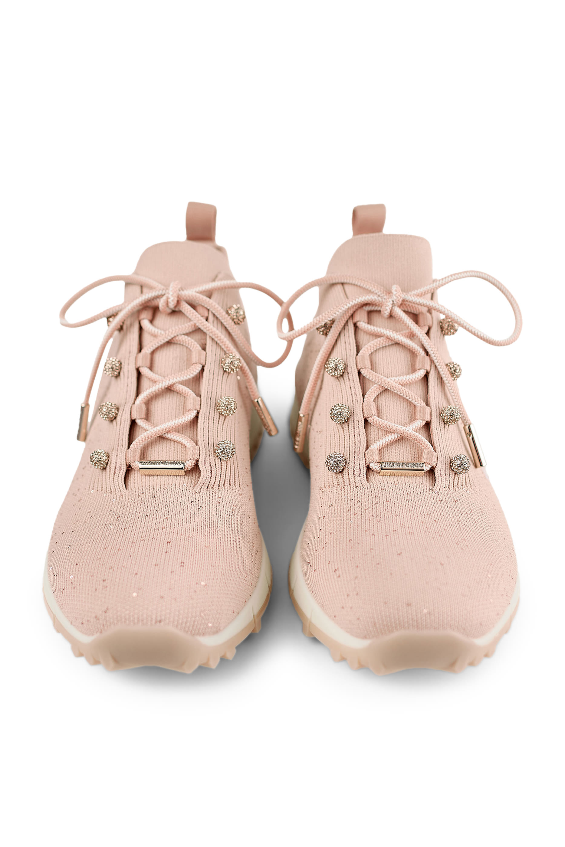 Veles Crochet Knit Low-Top Trainers with Pearls