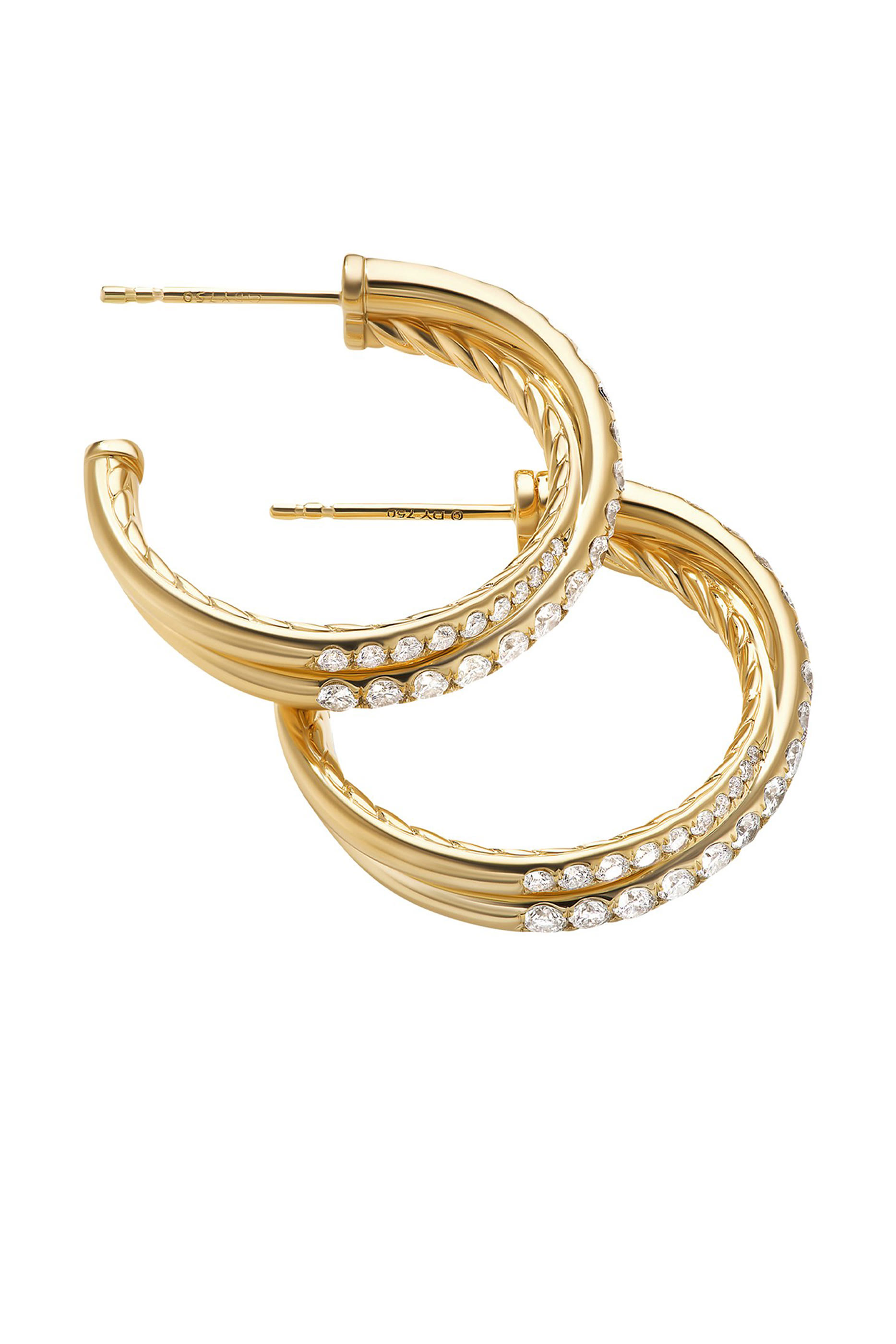 Pav&eacute; Crossover Hoop Earrings